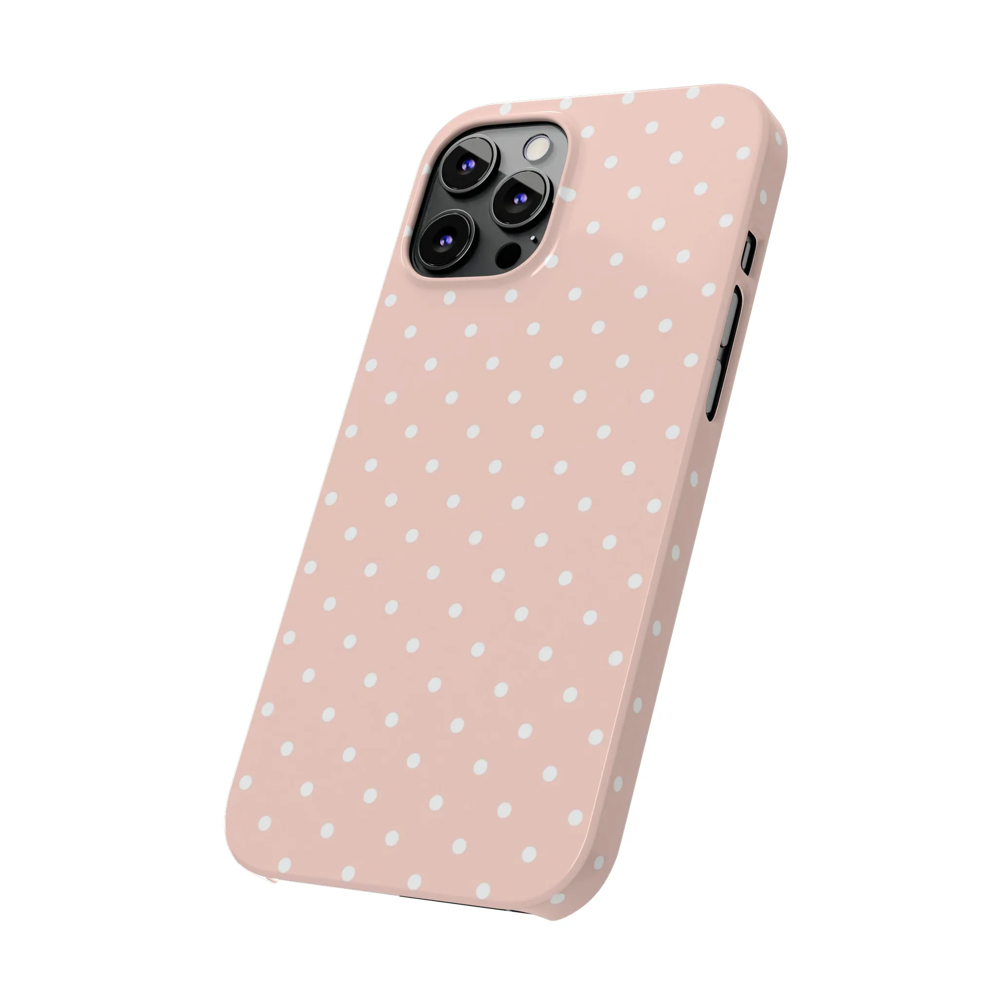 Pink background White Polka Dots Design Sleek Elegance Wireless-Charging Compatible Phone Case Slim Phone Case compatible with over 20 iphone models