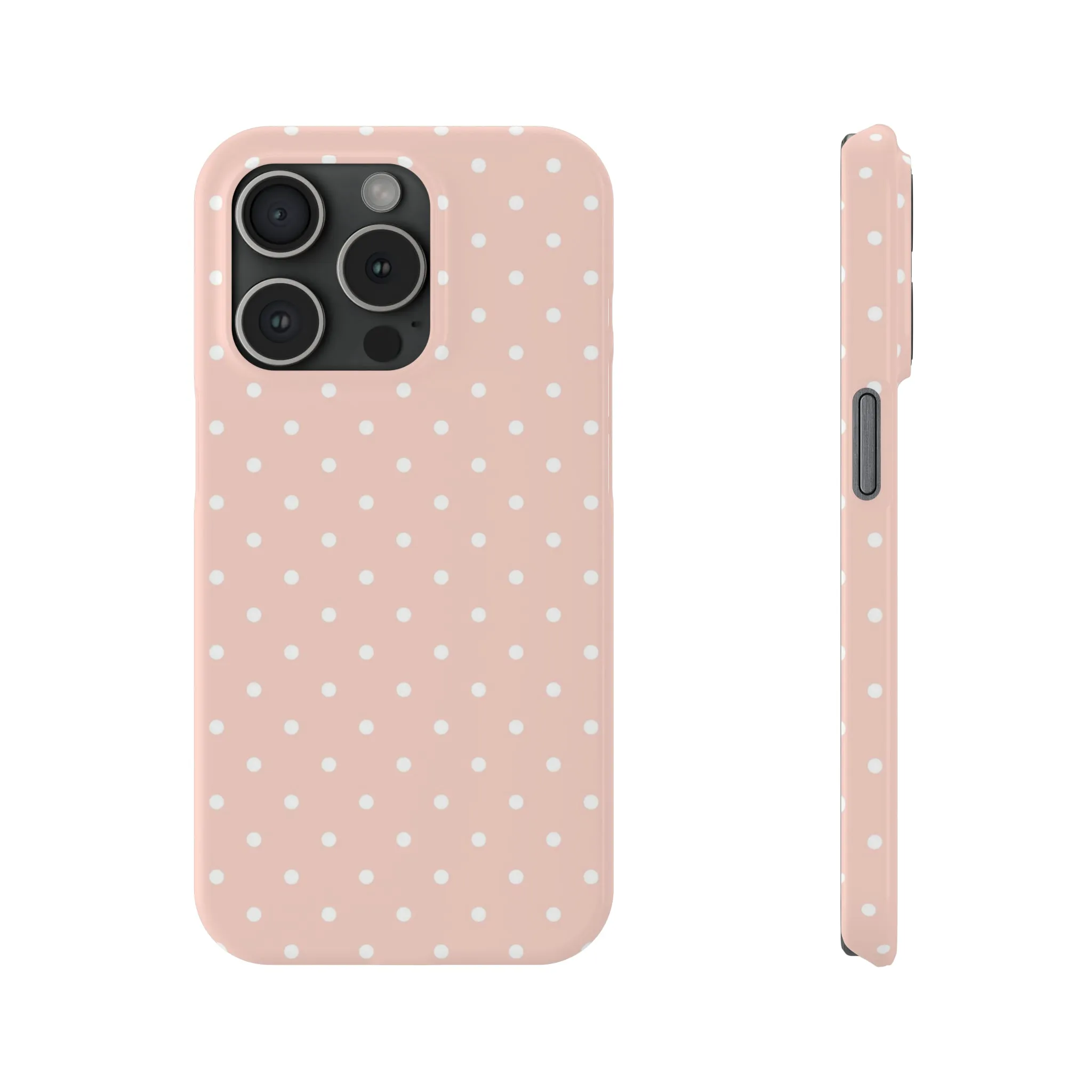 Pink background White Polka Dots Design Sleek Elegance Wireless-Charging Compatible Phone Case Slim Phone Case compatible with over 20 iphone models