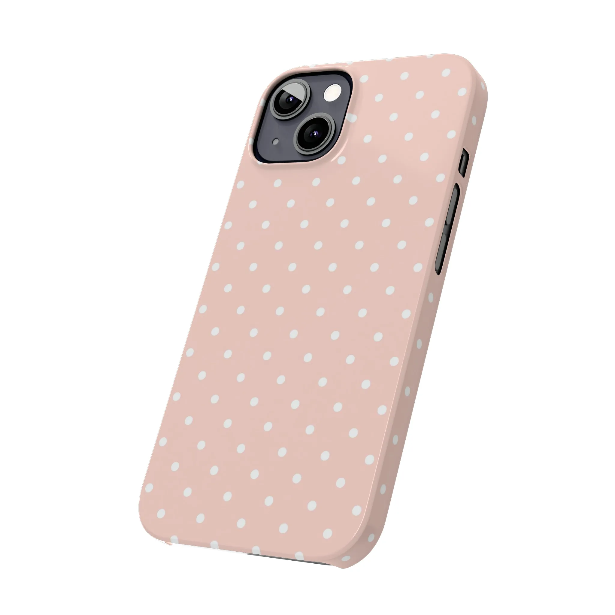 Pink background White Polka Dots Design Sleek Elegance Wireless-Charging Compatible Phone Case Slim Phone Case compatible with over 20 iphone models