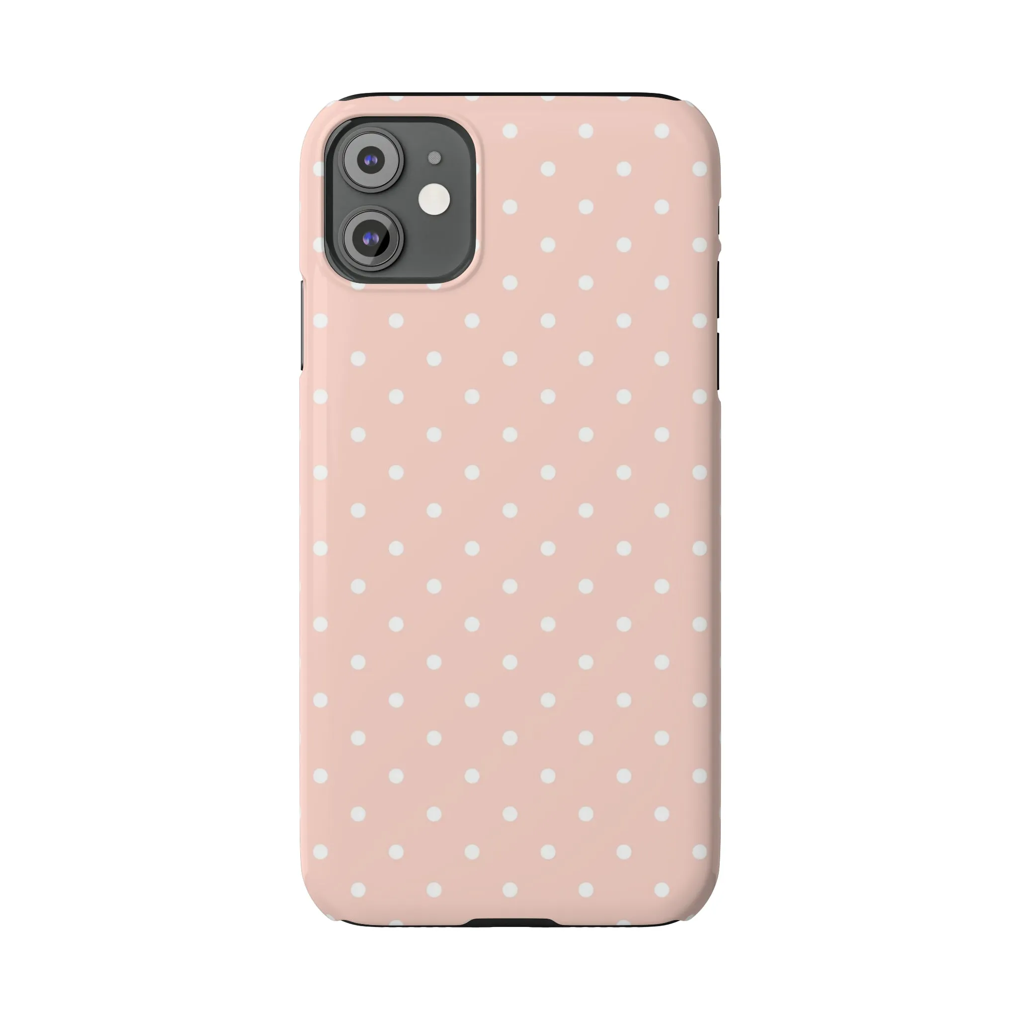 Pink background White Polka Dots Design Sleek Elegance Wireless-Charging Compatible Phone Case Slim Phone Case compatible with over 20 iphone models