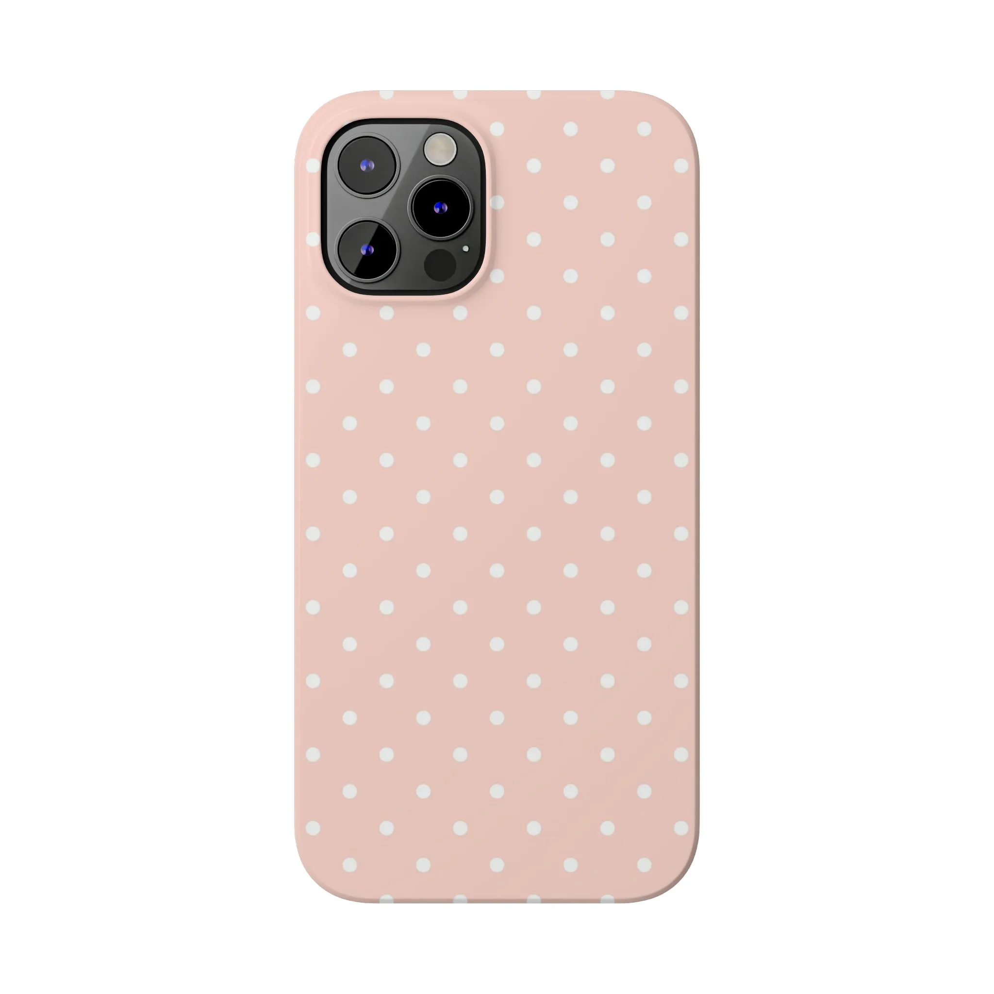 Pink background White Polka Dots Design Sleek Elegance Wireless-Charging Compatible Phone Case Slim Phone Case compatible with over 20 iphone models