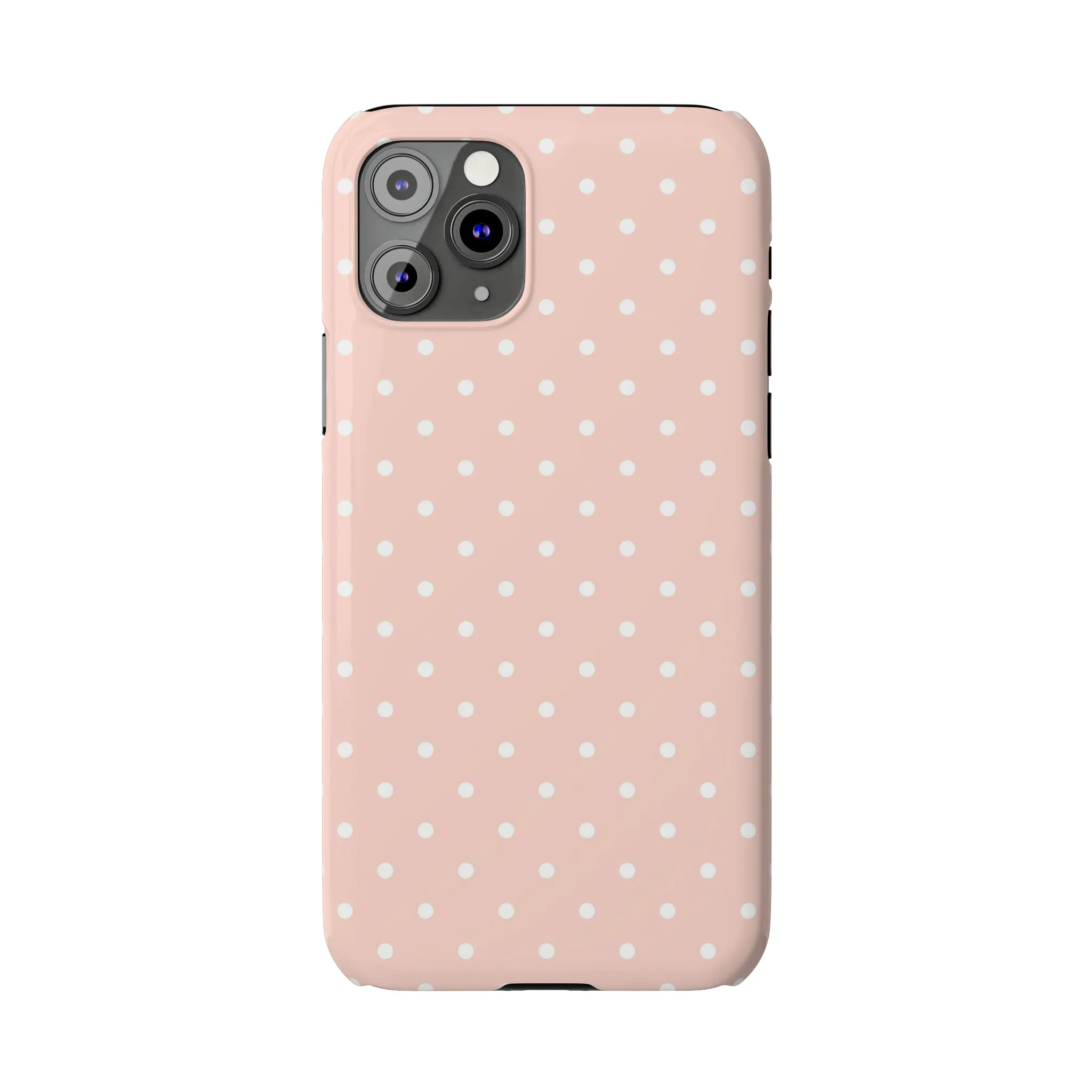 Pink background White Polka Dots Design Sleek Elegance Wireless-Charging Compatible Phone Case Slim Phone Case compatible with over 20 iphone models