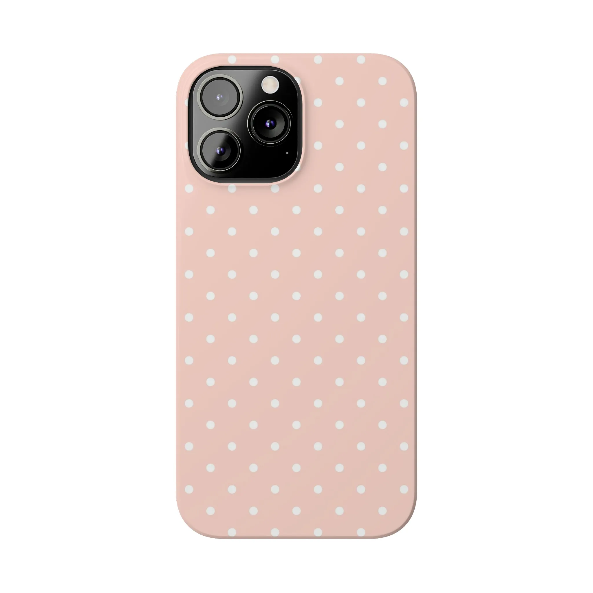 Pink background White Polka Dots Design Sleek Elegance Wireless-Charging Compatible Phone Case Slim Phone Case compatible with over 20 iphone models