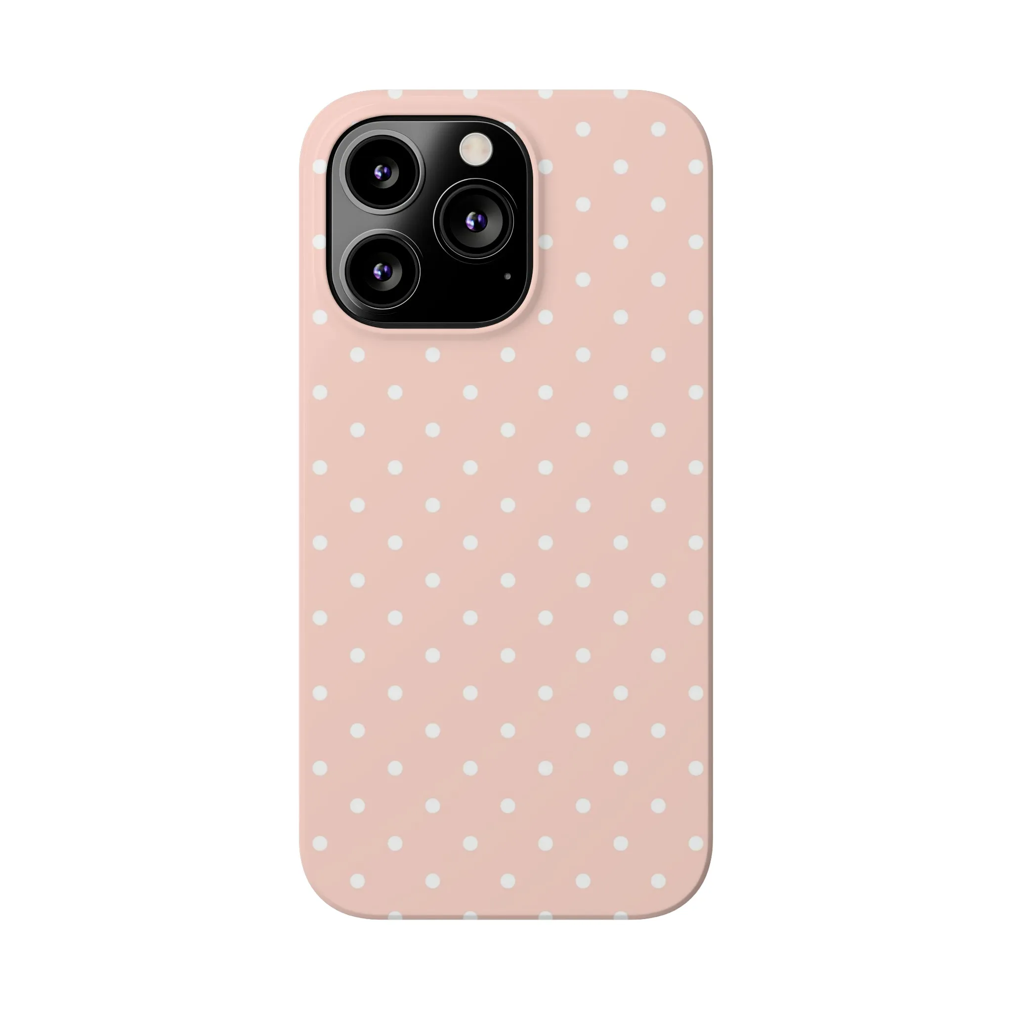 Pink background White Polka Dots Design Sleek Elegance Wireless-Charging Compatible Phone Case Slim Phone Case compatible with over 20 iphone models