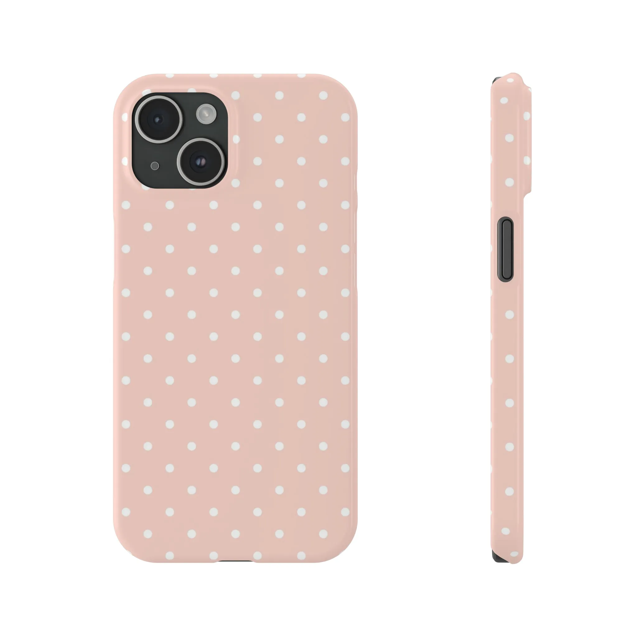 Pink background White Polka Dots Design Sleek Elegance Wireless-Charging Compatible Phone Case Slim Phone Case compatible with over 20 iphone models