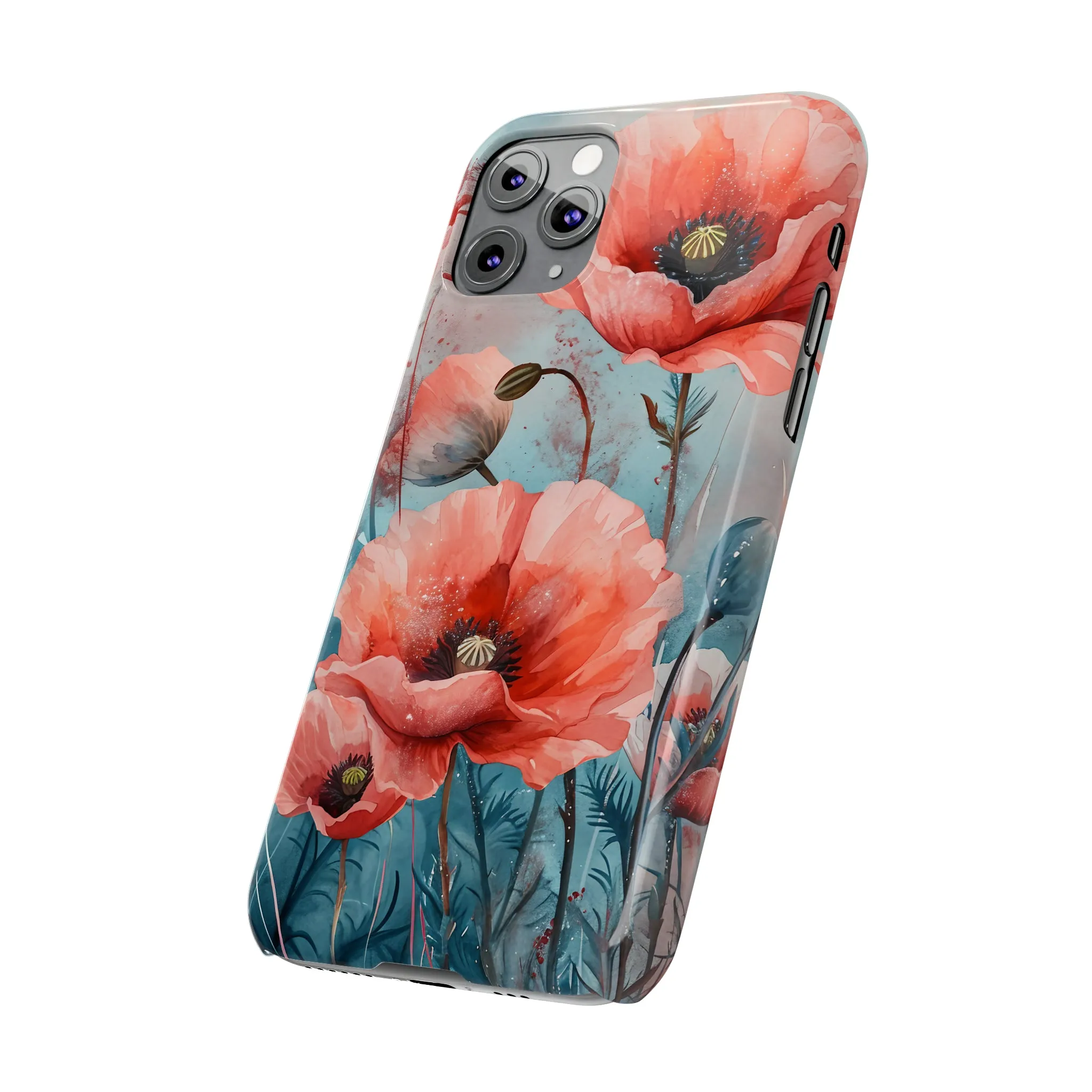 Poppy Flowers Design Sleek Elegance Wireless-Charging Compatible Phone Case Slim