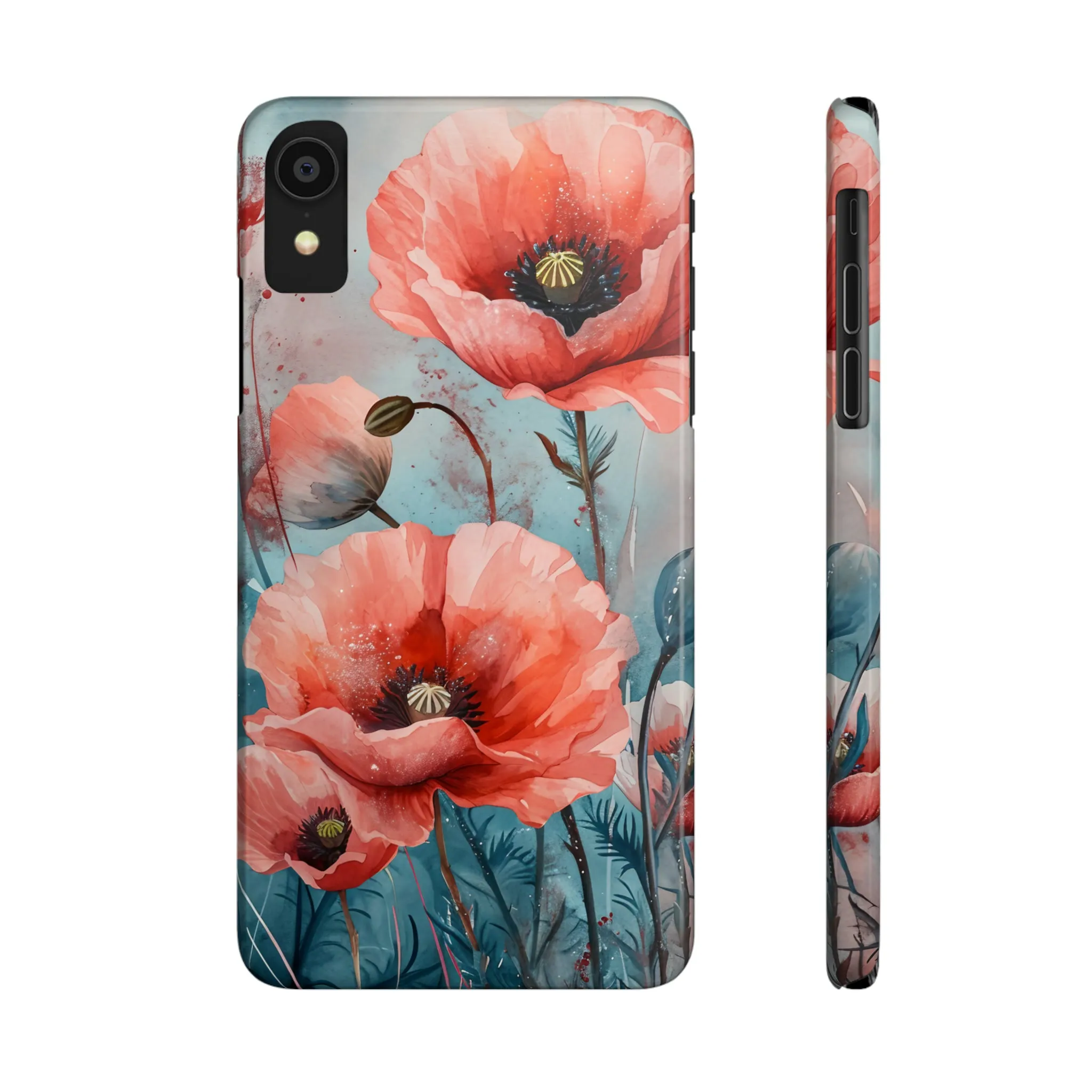 Poppy Flowers Design Sleek Elegance Wireless-Charging Compatible Phone Case Slim