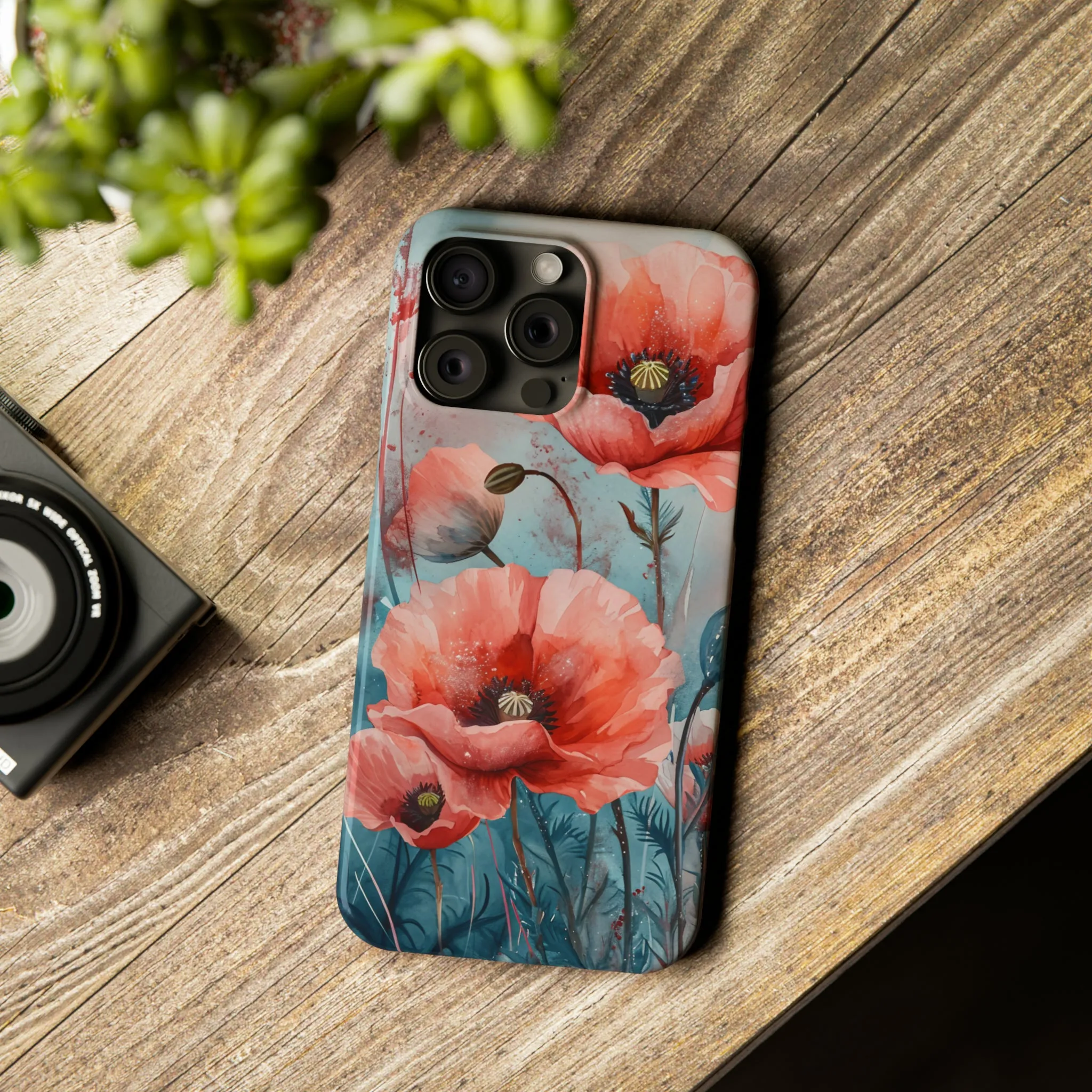 Poppy Flowers Design Sleek Elegance Wireless-Charging Compatible Phone Case Slim