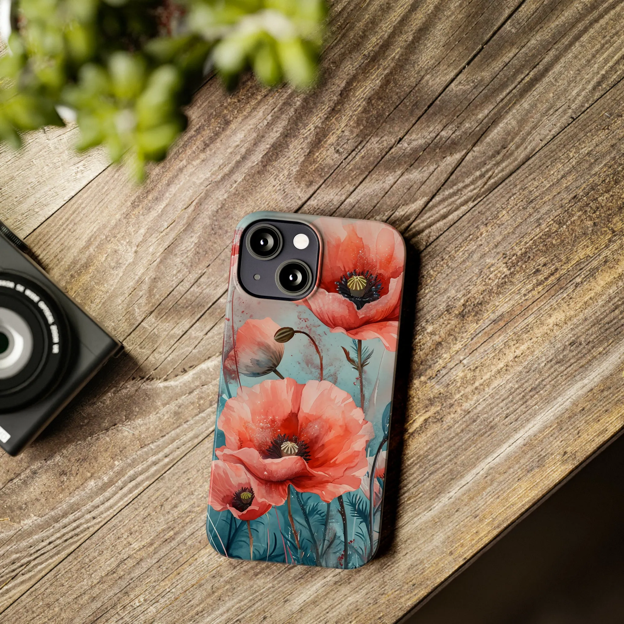 Poppy Flowers Design Sleek Elegance Wireless-Charging Compatible Phone Case Slim