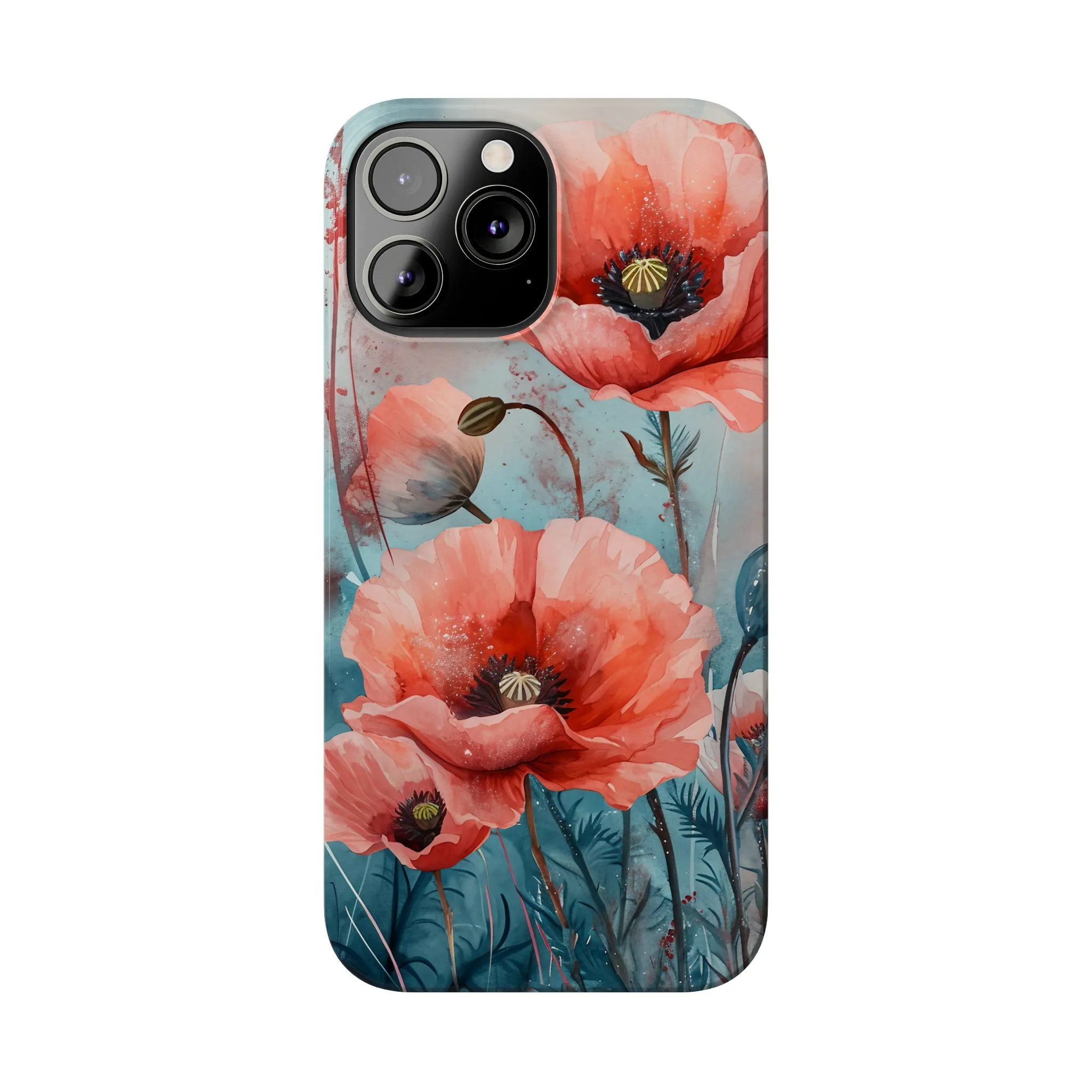 Poppy Flowers Design Sleek Elegance Wireless-Charging Compatible Phone Case Slim