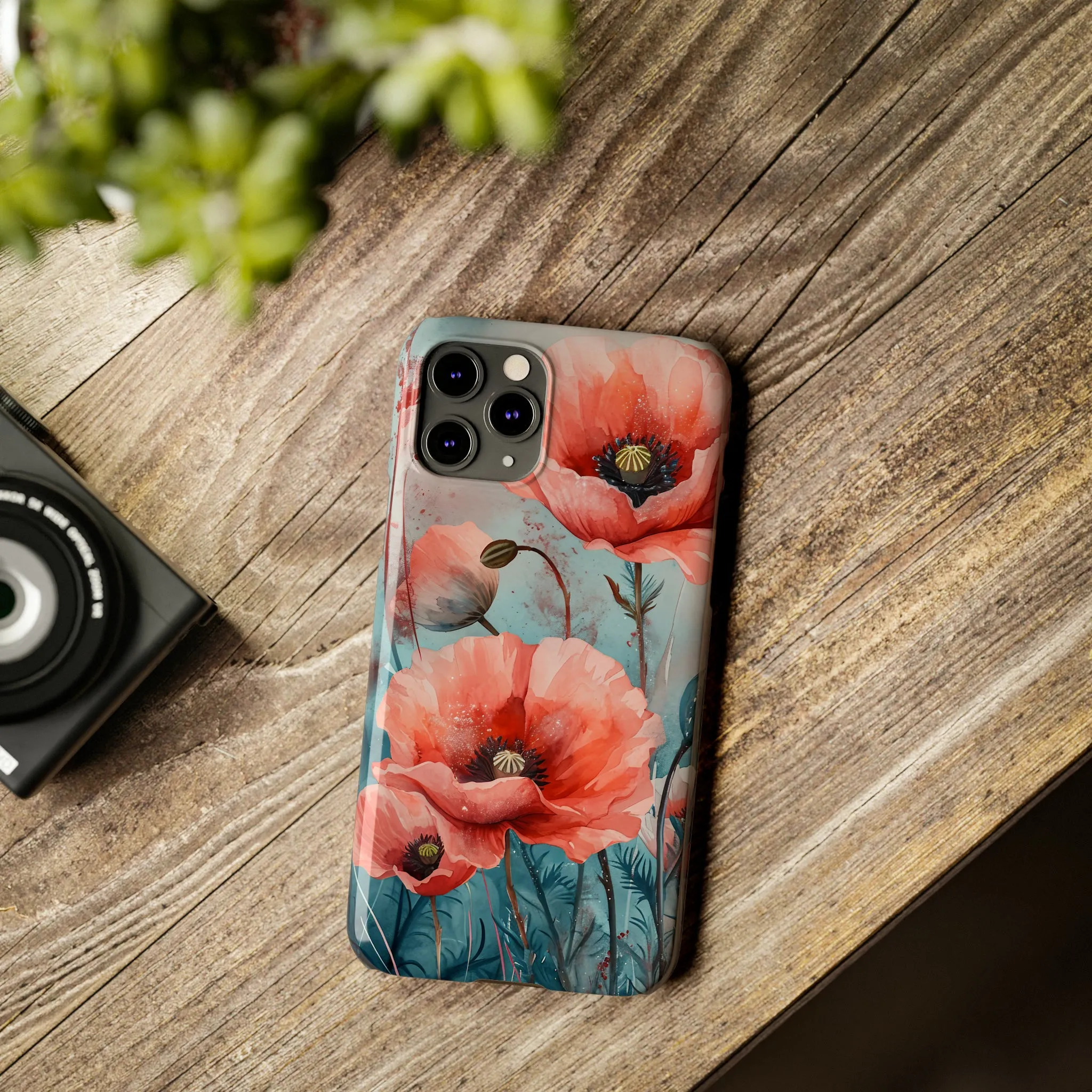 Poppy Flowers Design Sleek Elegance Wireless-Charging Compatible Phone Case Slim