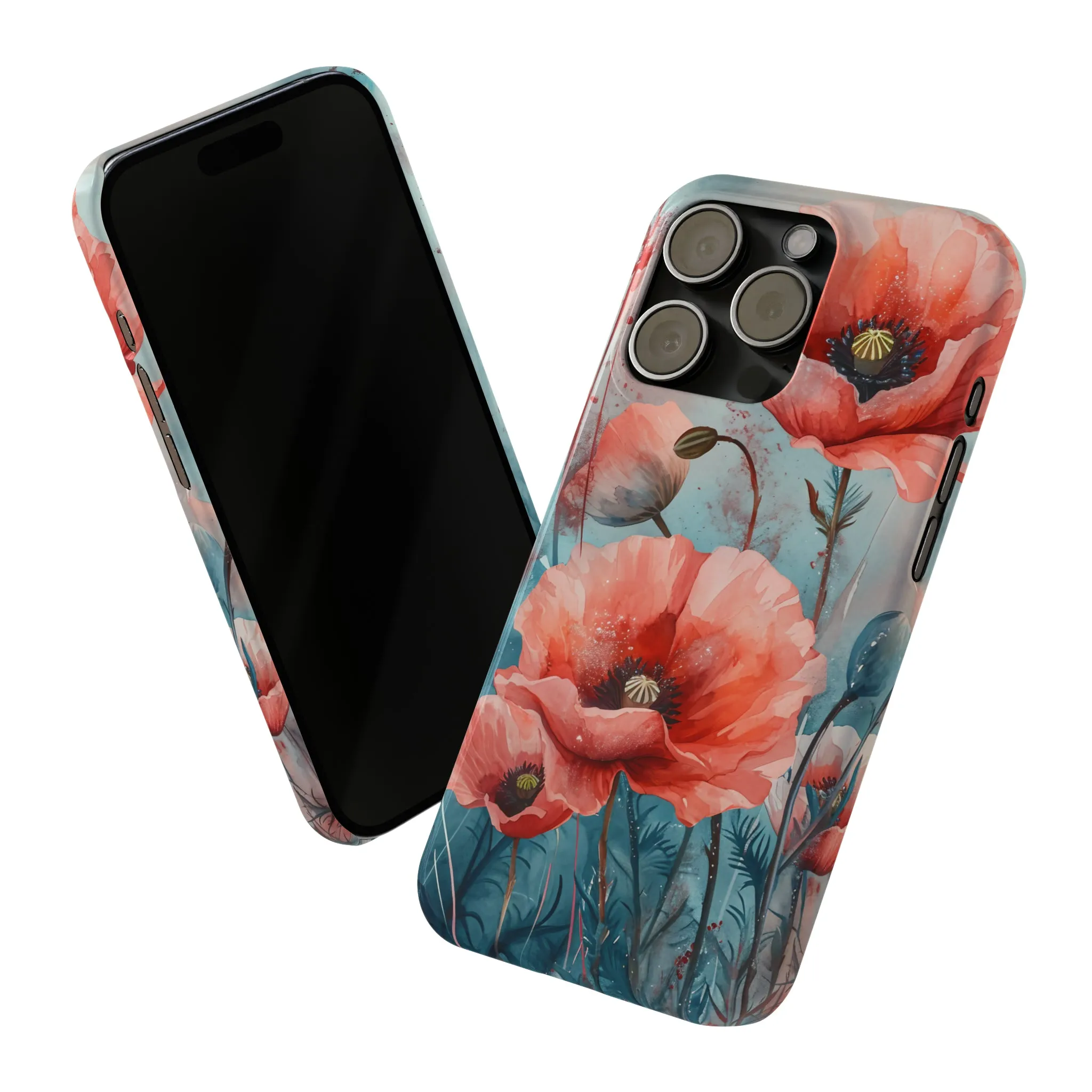 Poppy Flowers Design Sleek Elegance Wireless-Charging Compatible Phone Case Slim