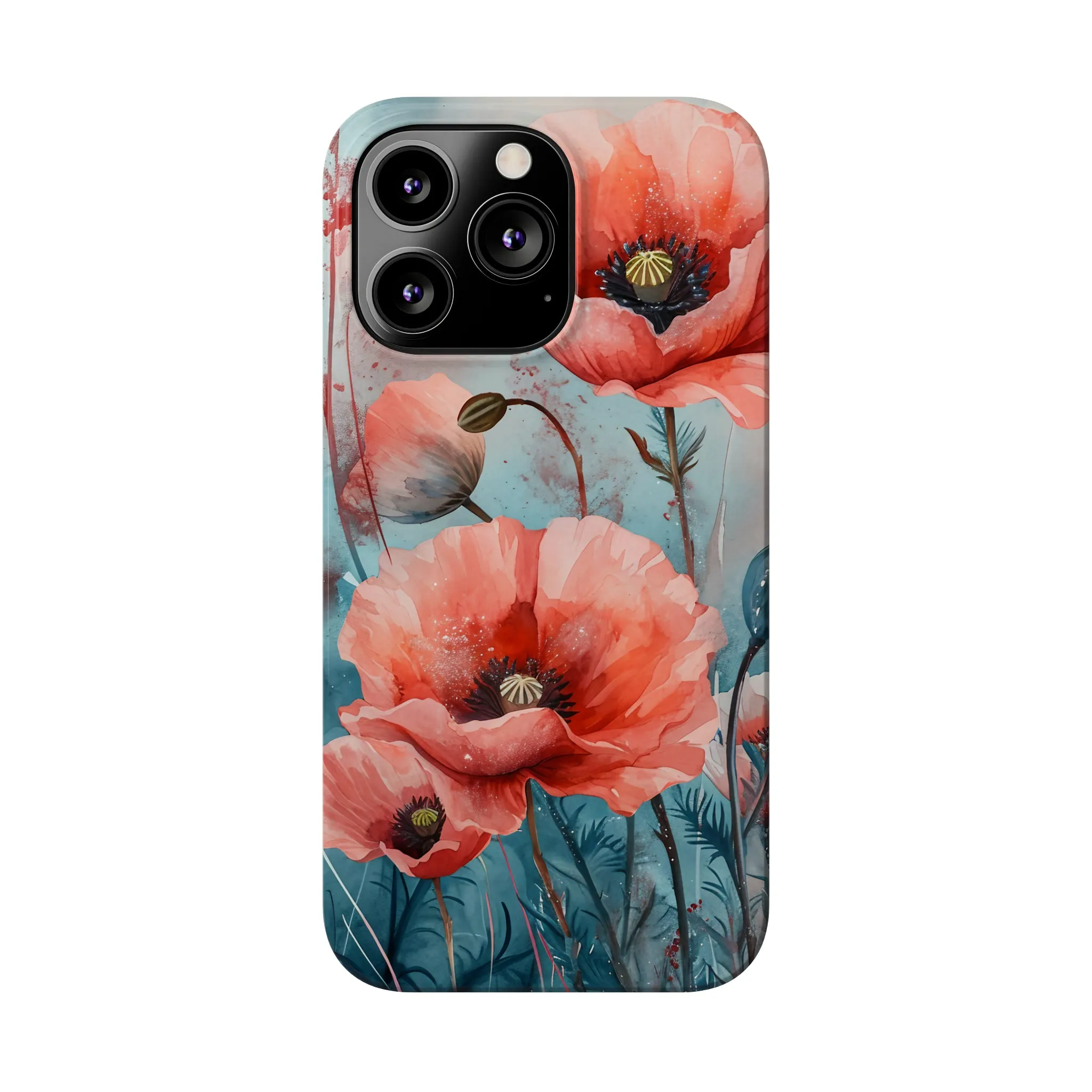 Poppy Flowers Design Sleek Elegance Wireless-Charging Compatible Phone Case Slim