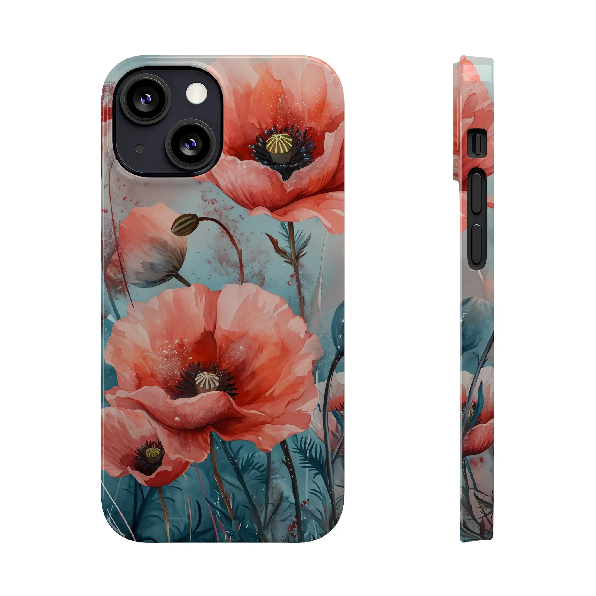 Poppy Flowers Design Sleek Elegance Wireless-Charging Compatible Phone Case Slim