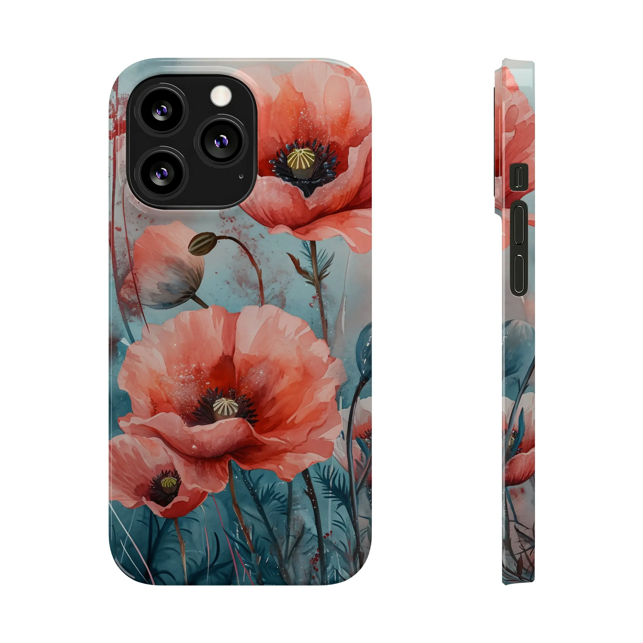 Poppy Flowers Design Sleek Elegance Wireless-Charging Compatible Phone Case Slim