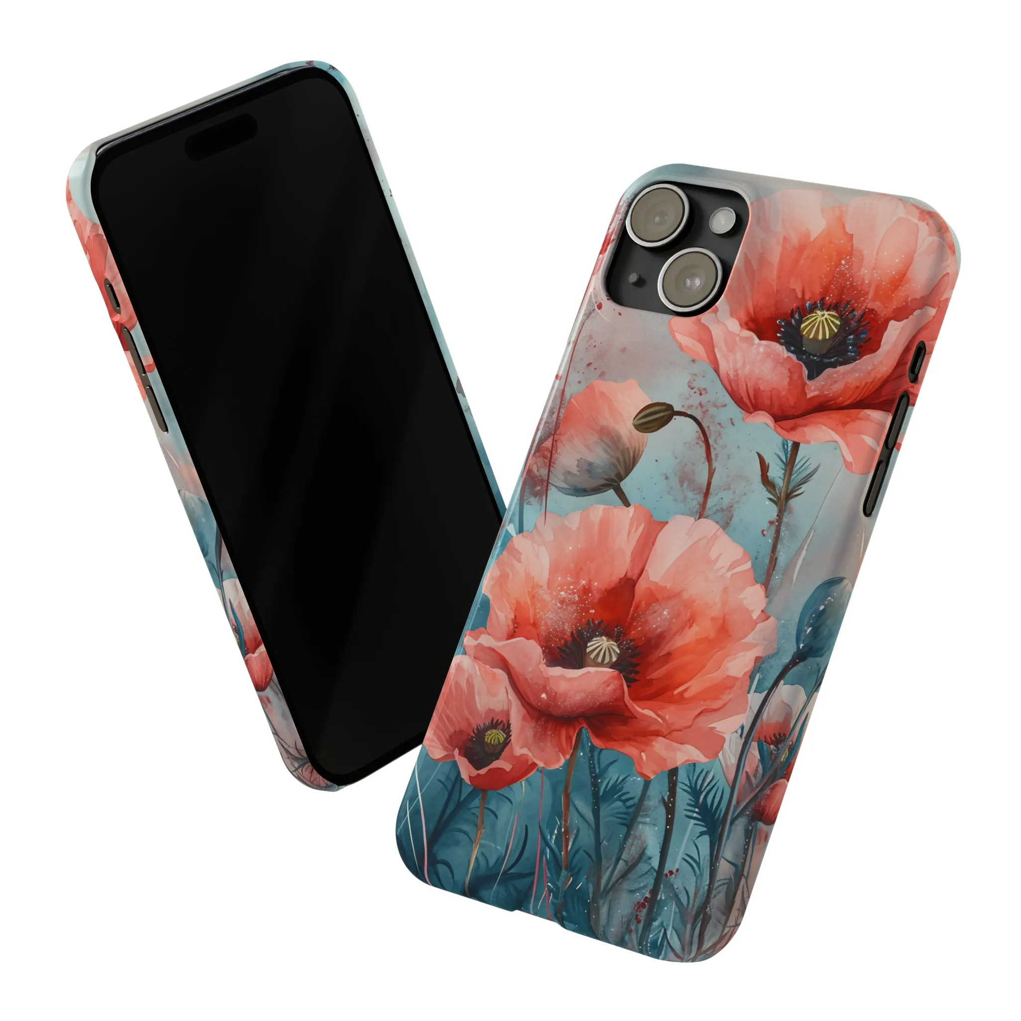 Poppy Flowers Design Sleek Elegance Wireless-Charging Compatible Phone Case Slim