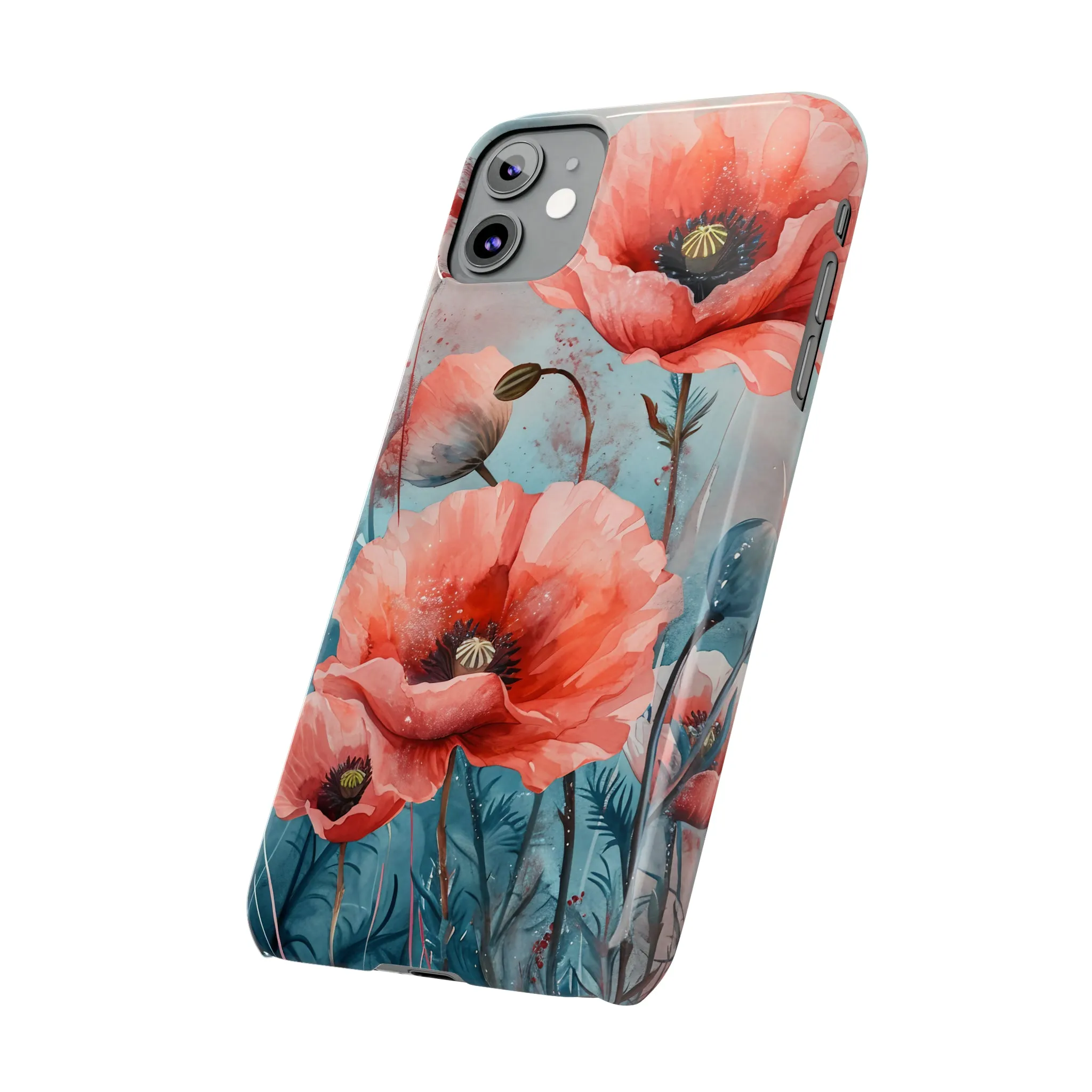 Poppy Flowers Design Sleek Elegance Wireless-Charging Compatible Phone Case Slim