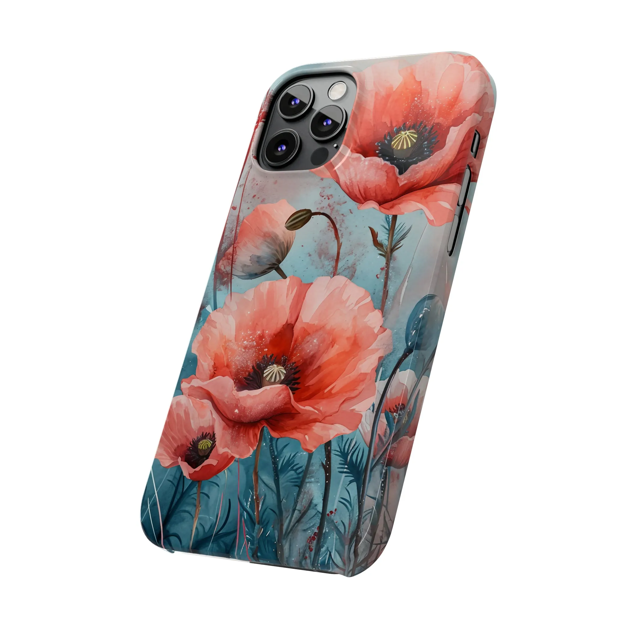 Poppy Flowers Design Sleek Elegance Wireless-Charging Compatible Phone Case Slim