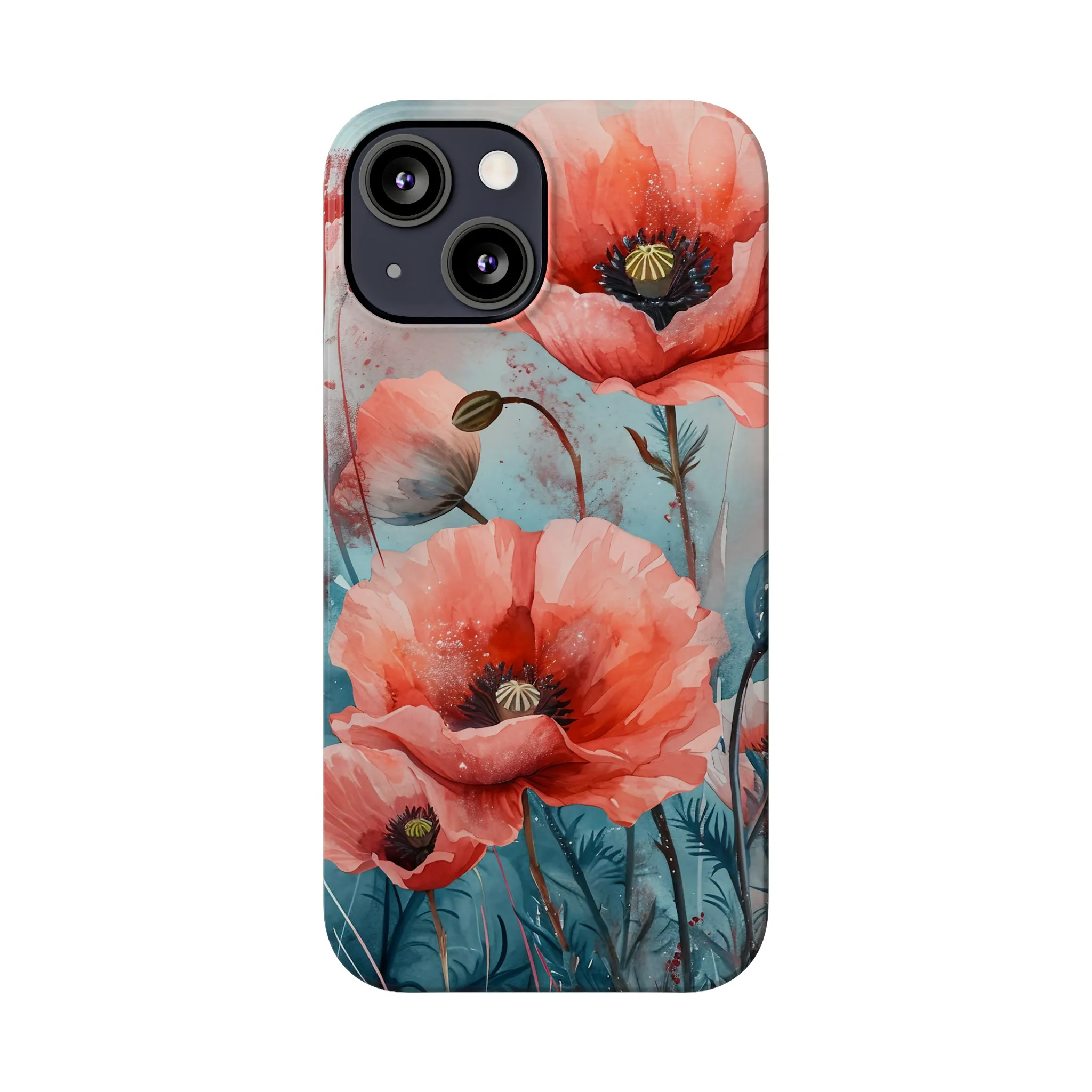 Poppy Flowers Design Sleek Elegance Wireless-Charging Compatible Phone Case Slim