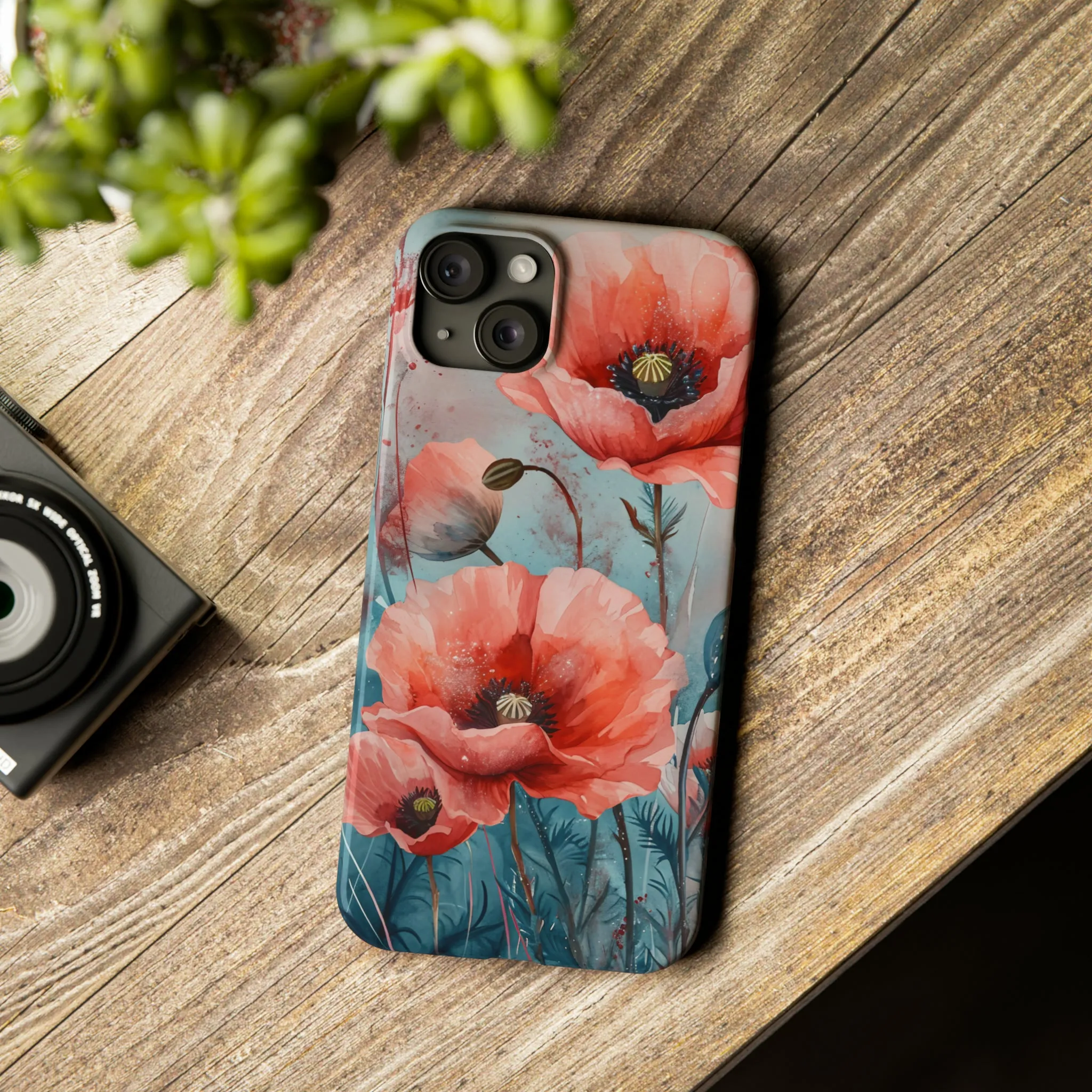 Poppy Flowers Design Sleek Elegance Wireless-Charging Compatible Phone Case Slim