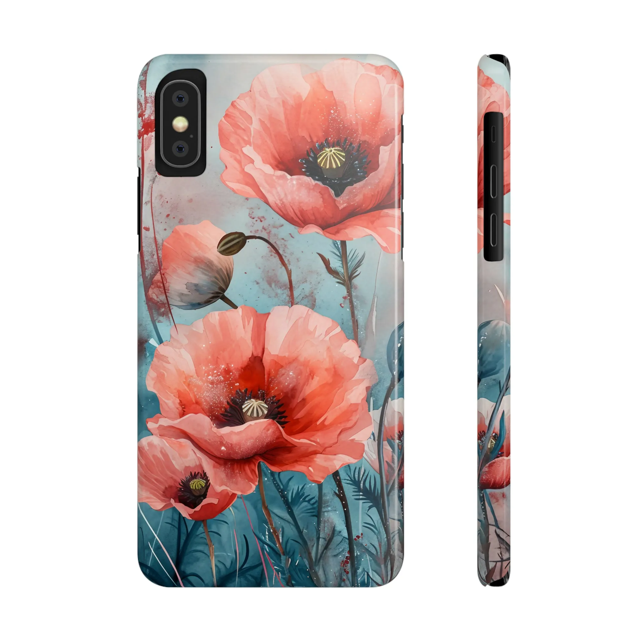 Poppy Flowers Design Sleek Elegance Wireless-Charging Compatible Phone Case Slim