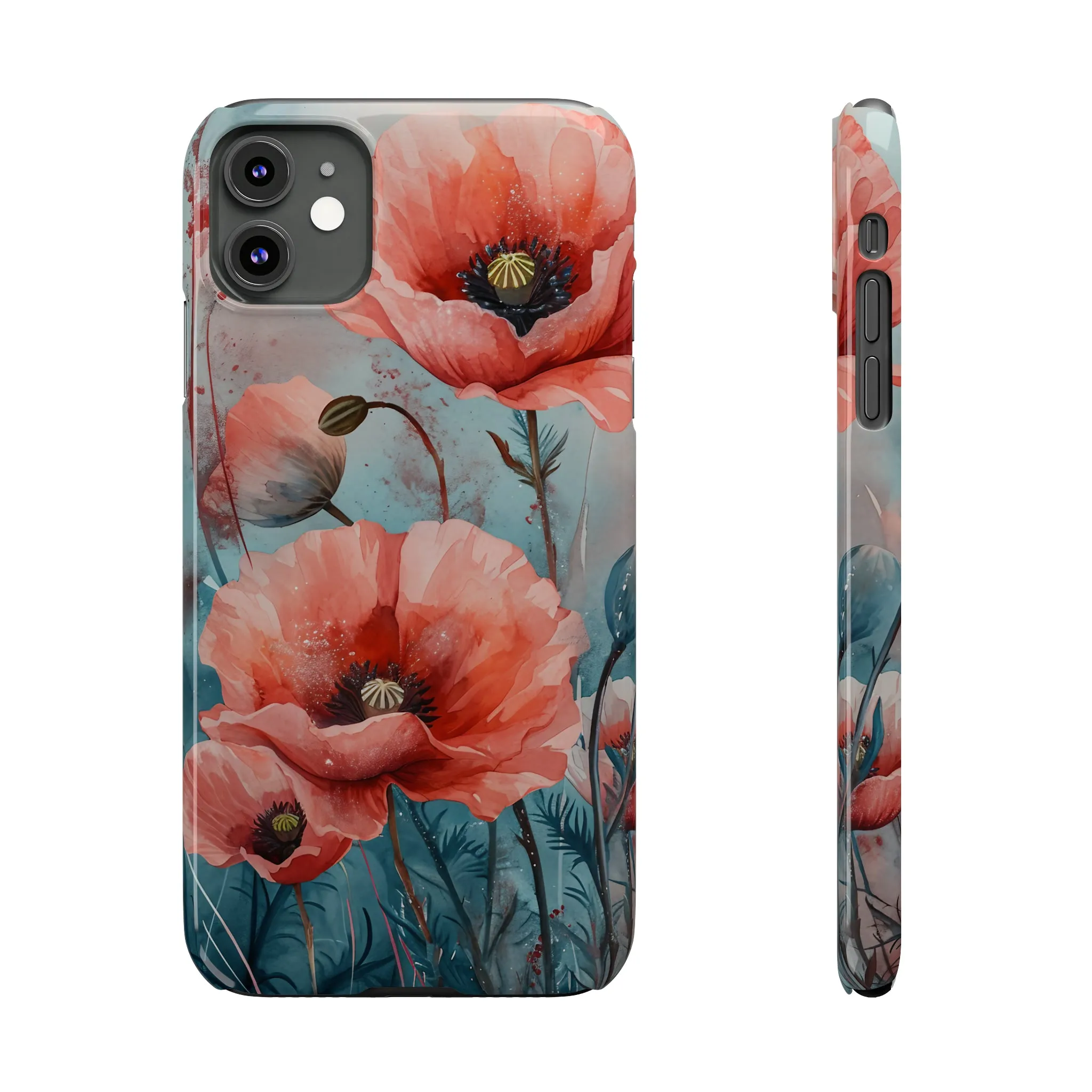 Poppy Flowers Design Sleek Elegance Wireless-Charging Compatible Phone Case Slim