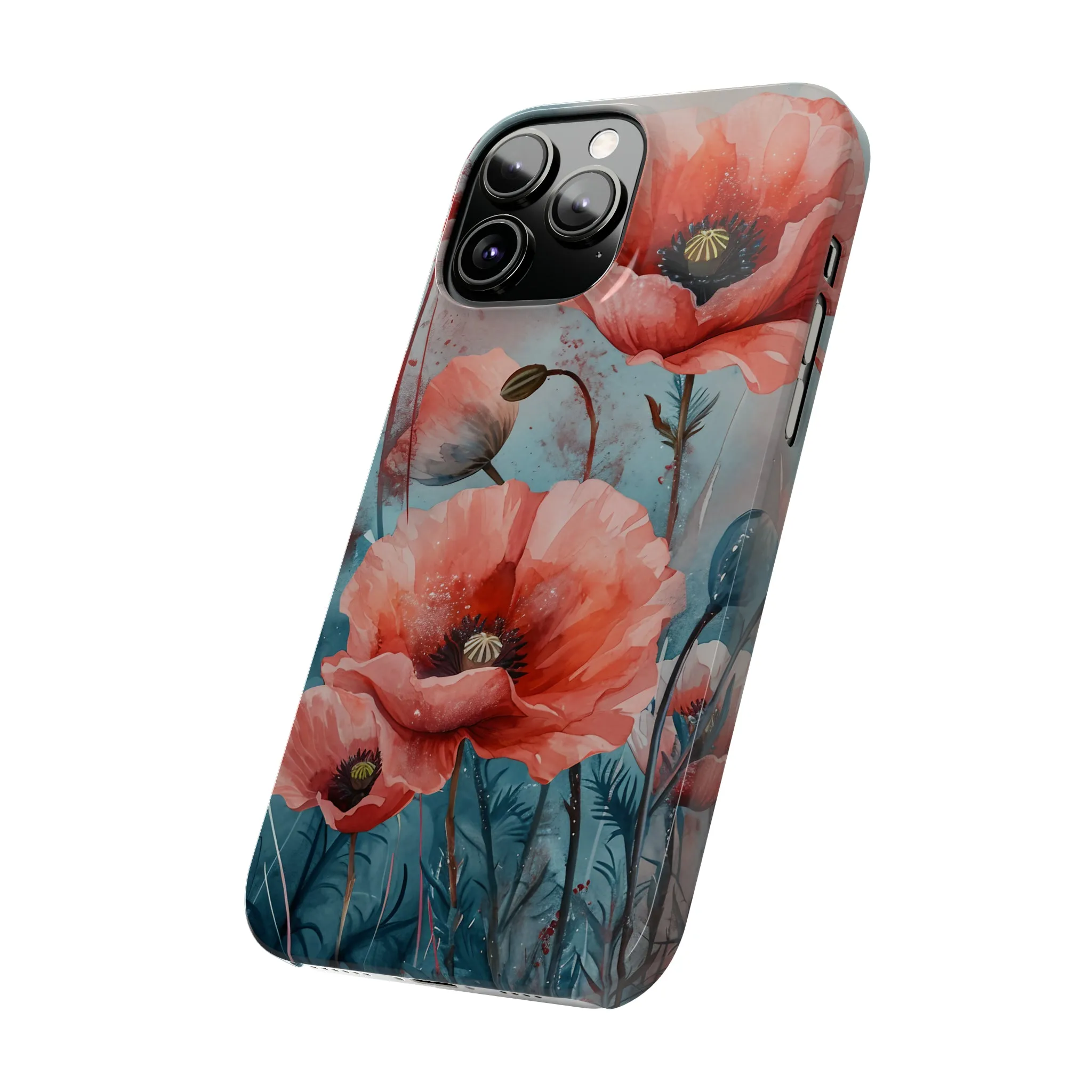 Poppy Flowers Design Sleek Elegance Wireless-Charging Compatible Phone Case Slim