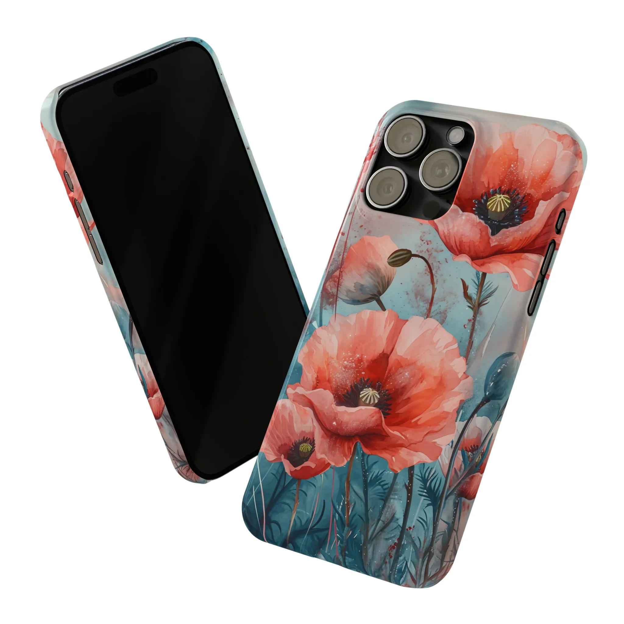 Poppy Flowers Design Sleek Elegance Wireless-Charging Compatible Phone Case Slim