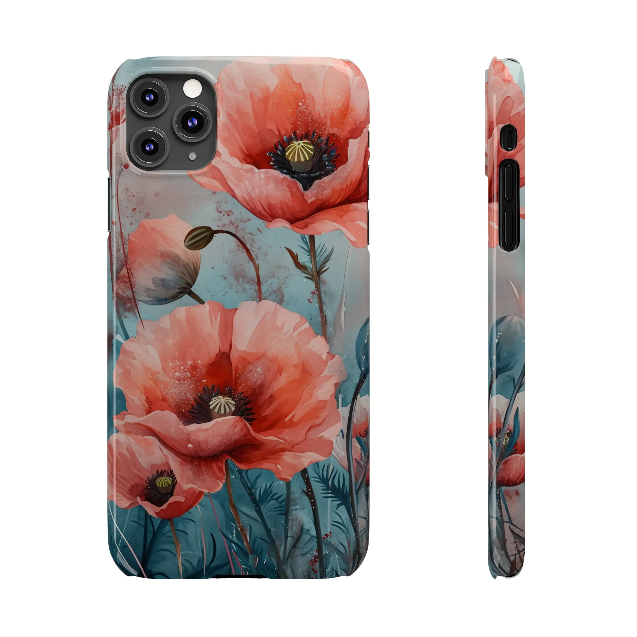 Poppy Flowers Design Sleek Elegance Wireless-Charging Compatible Phone Case Slim