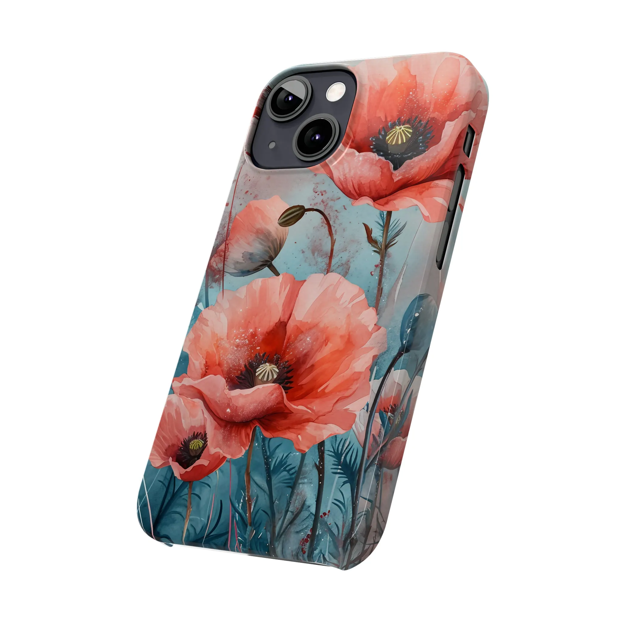 Poppy Flowers Design Sleek Elegance Wireless-Charging Compatible Phone Case Slim