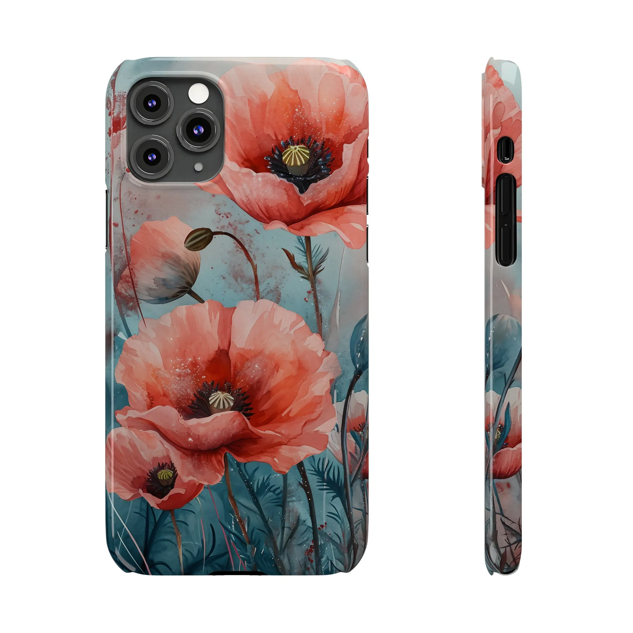 Poppy Flowers Design Sleek Elegance Wireless-Charging Compatible Phone Case Slim