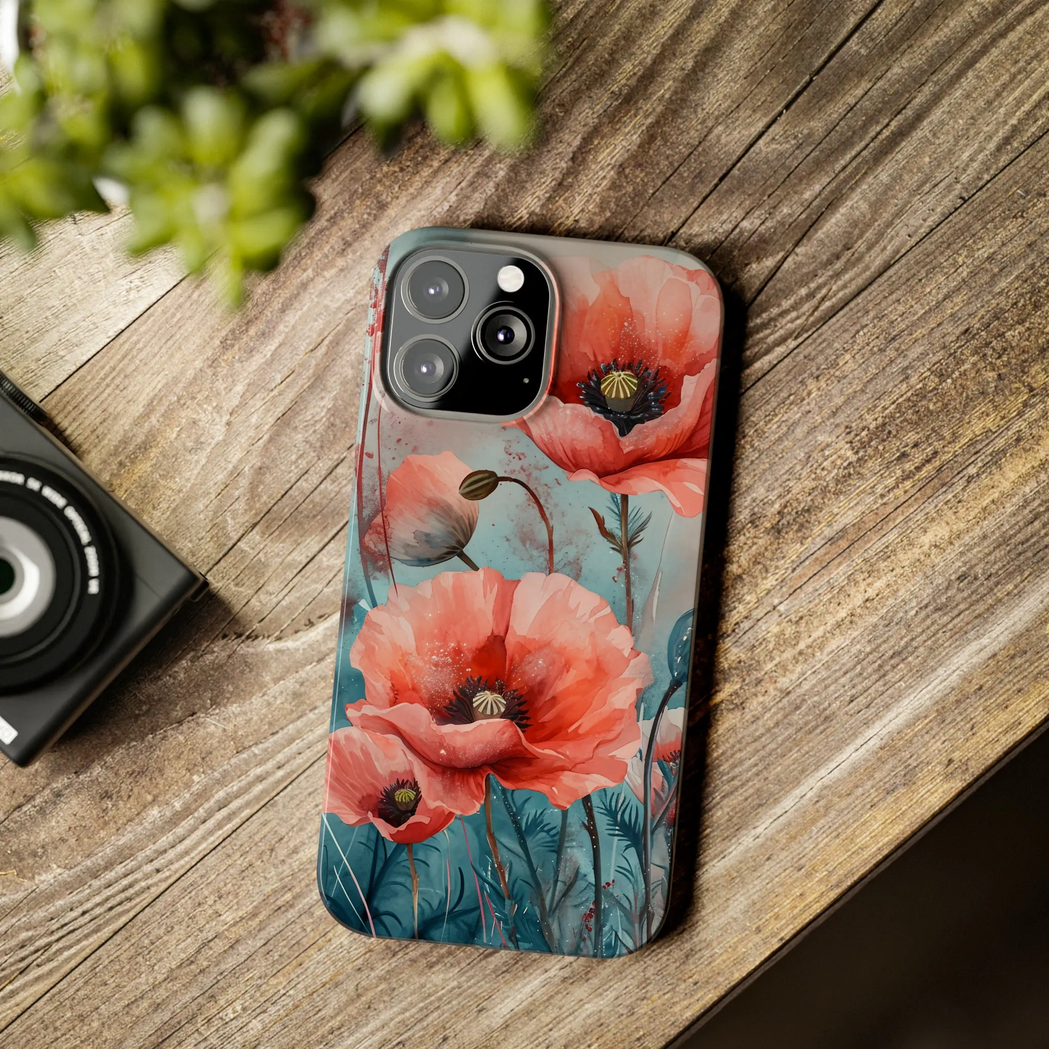 Poppy Flowers Design Sleek Elegance Wireless-Charging Compatible Phone Case Slim