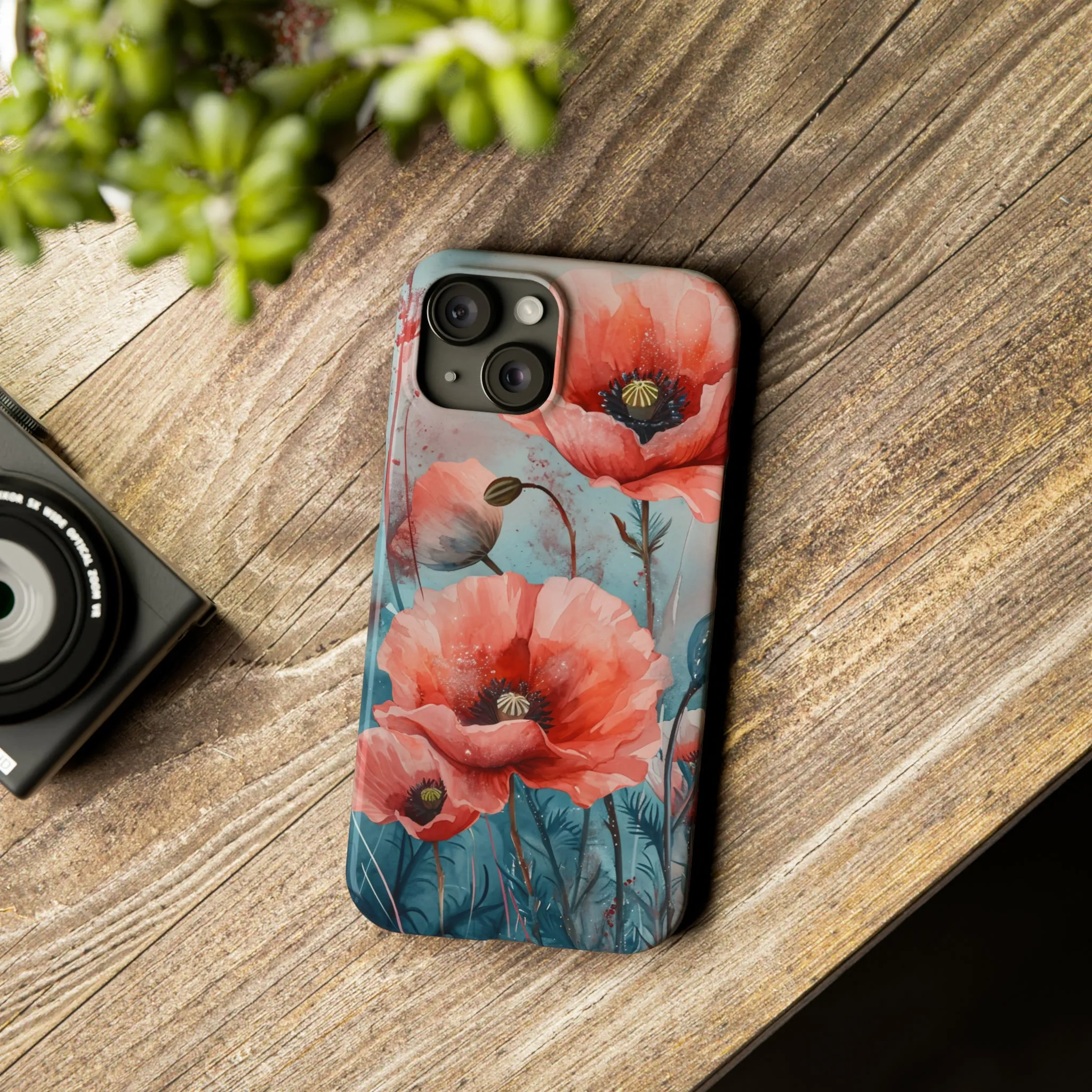 Poppy Flowers Design Sleek Elegance Wireless-Charging Compatible Phone Case Slim