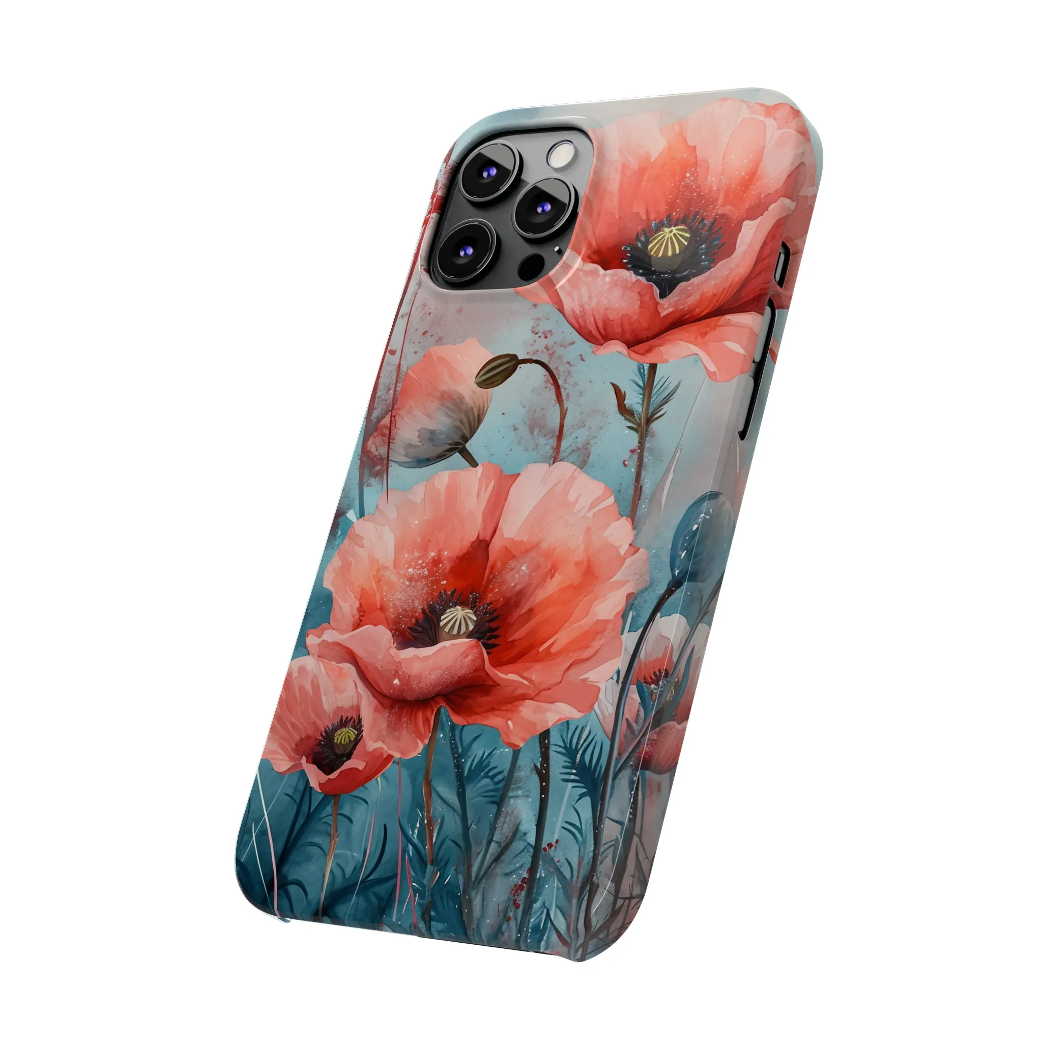 Poppy Flowers Design Sleek Elegance Wireless-Charging Compatible Phone Case Slim