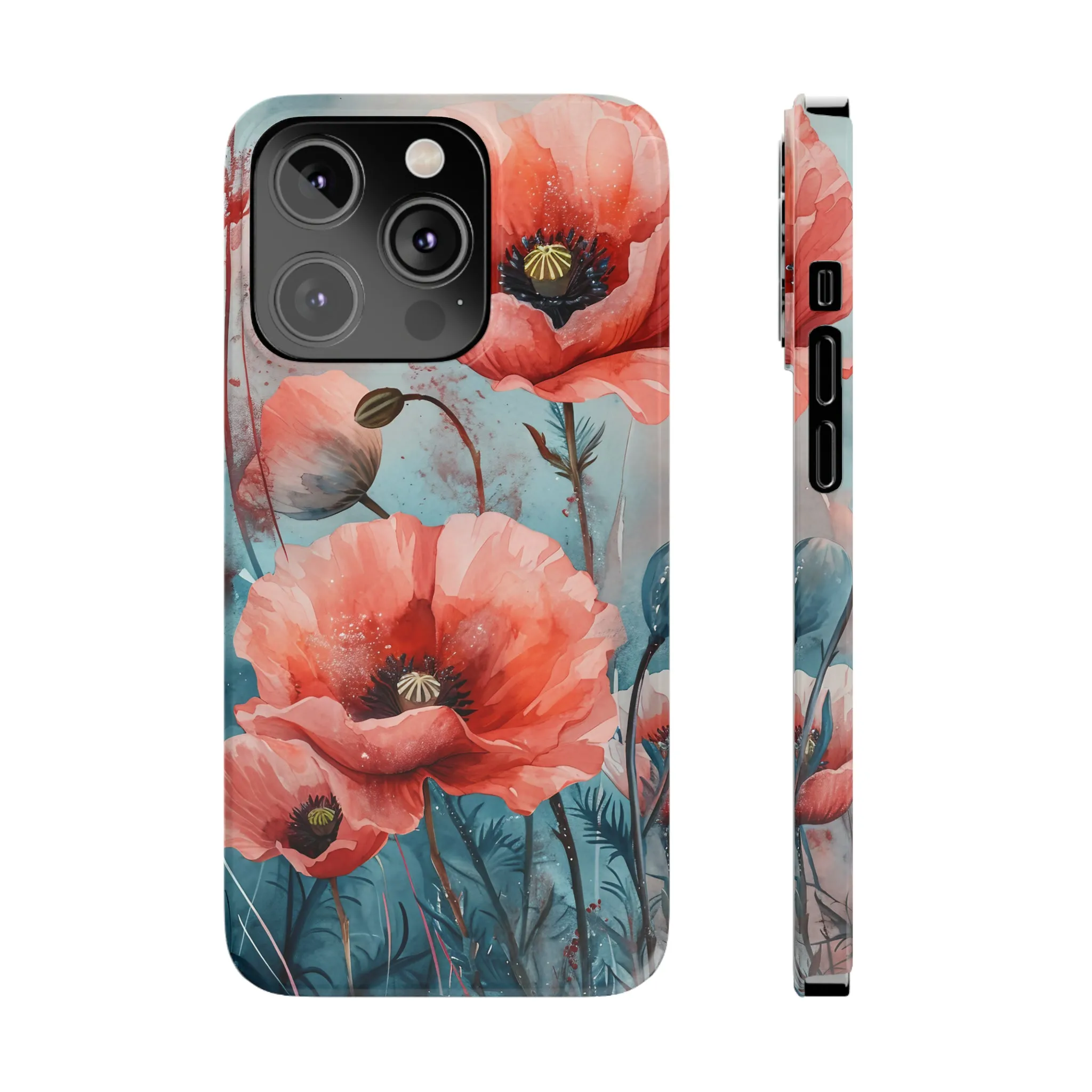 Poppy Flowers Design Sleek Elegance Wireless-Charging Compatible Phone Case Slim