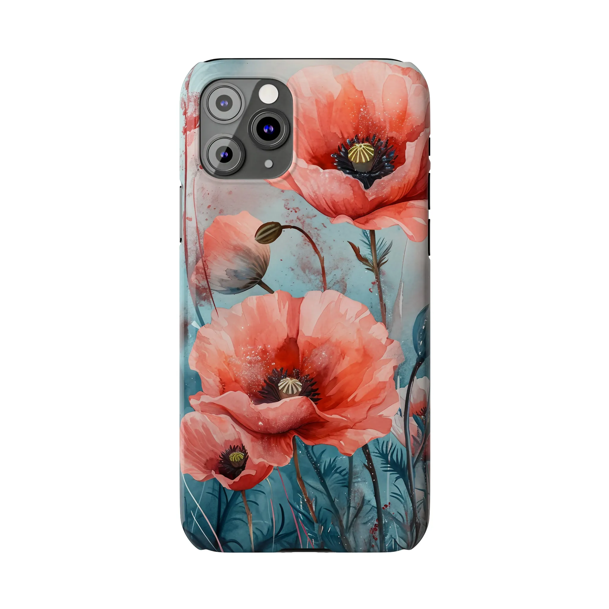 Poppy Flowers Design Sleek Elegance Wireless-Charging Compatible Phone Case Slim