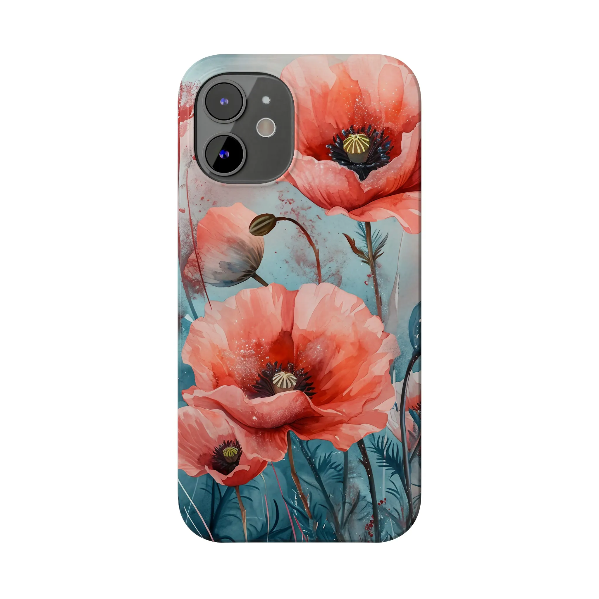 Poppy Flowers Design Sleek Elegance Wireless-Charging Compatible Phone Case Slim