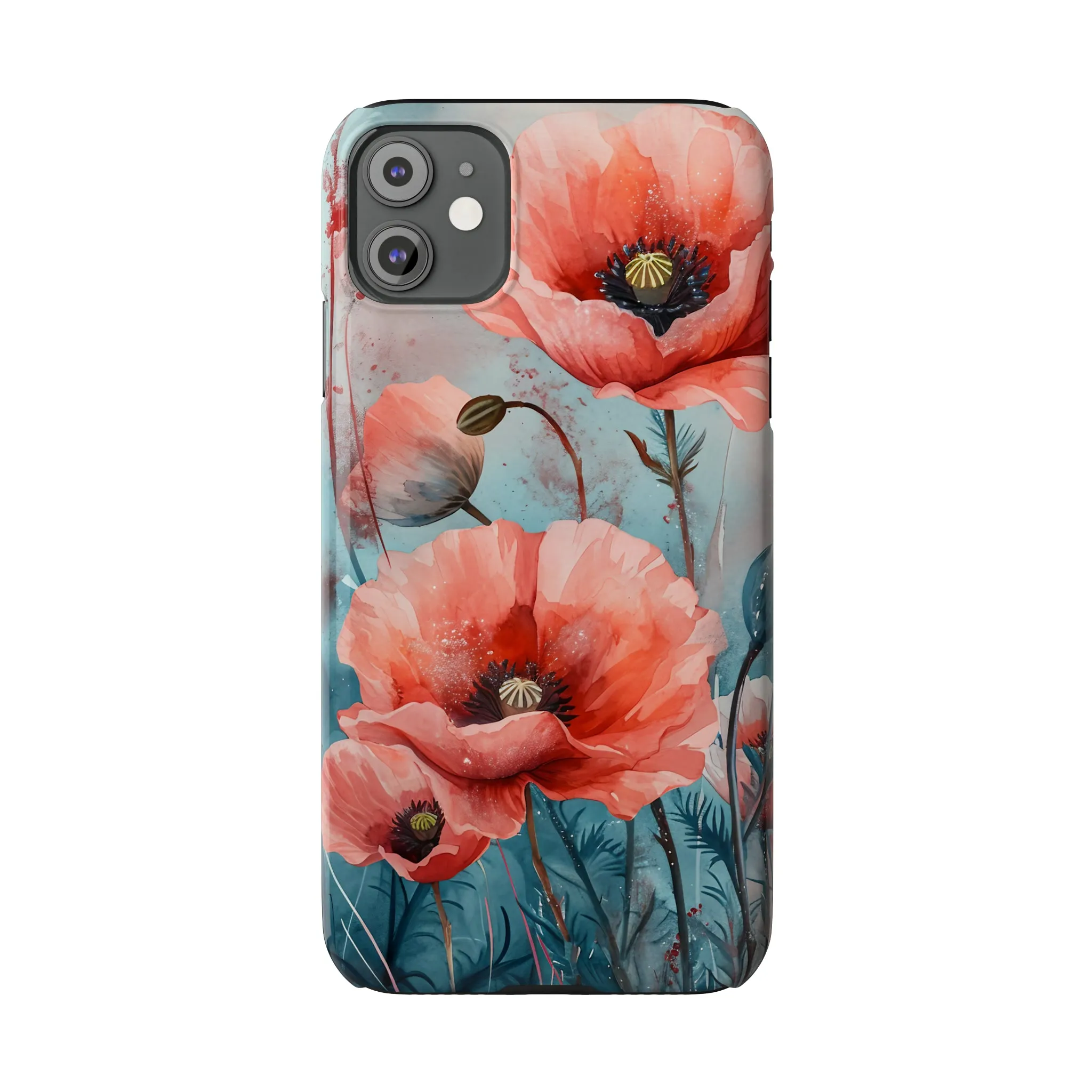 Poppy Flowers Design Sleek Elegance Wireless-Charging Compatible Phone Case Slim