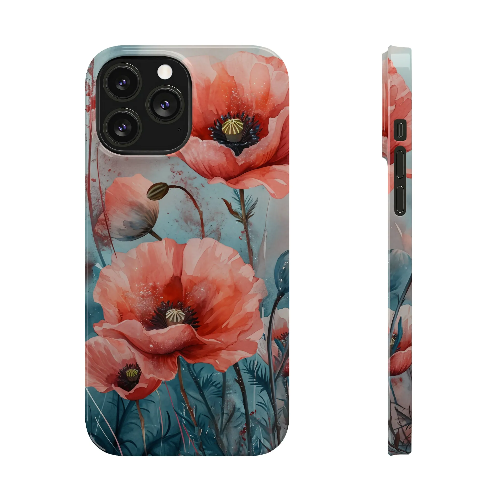 Poppy Flowers Design Sleek Elegance Wireless-Charging Compatible Phone Case Slim