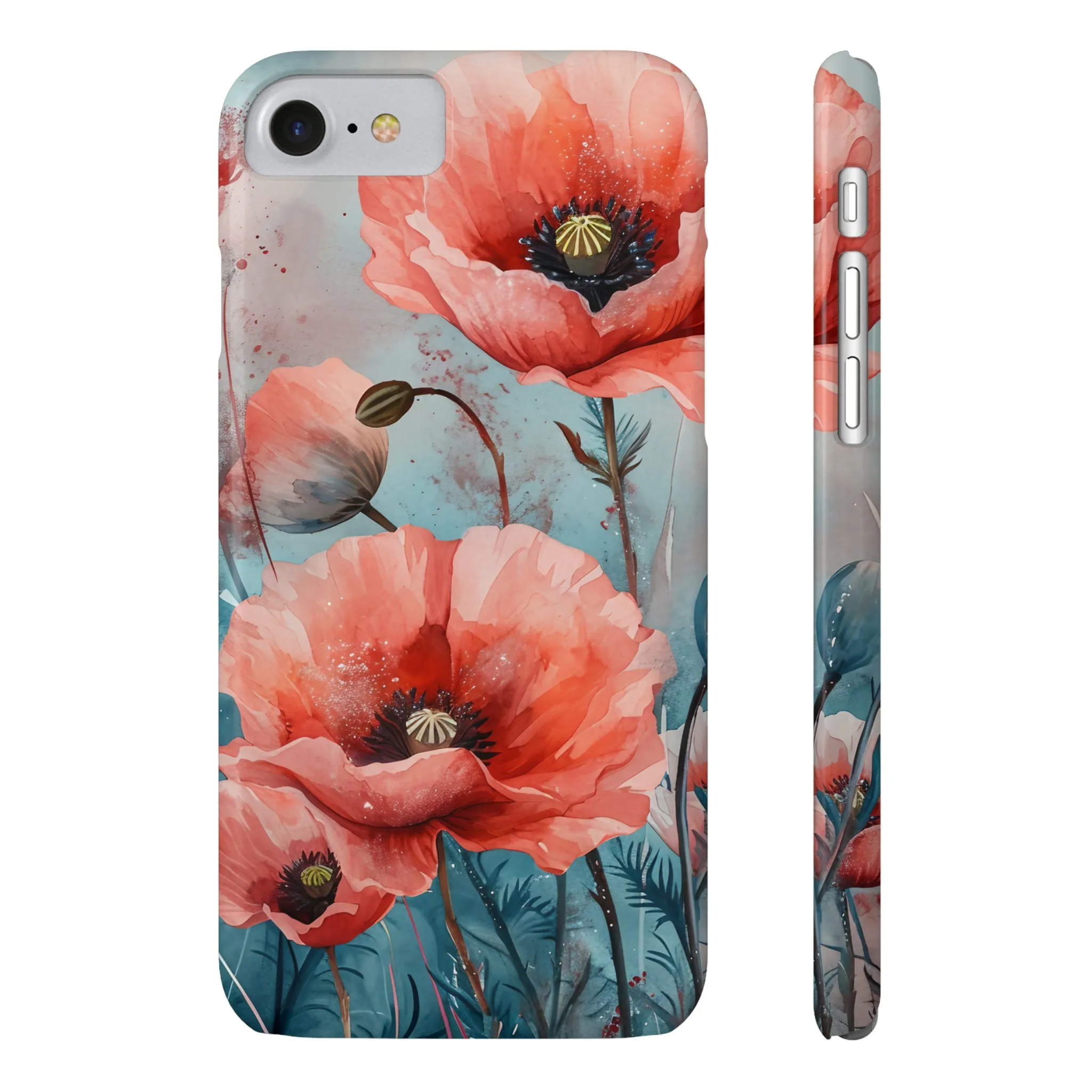 Poppy Flowers Design Sleek Elegance Wireless-Charging Compatible Phone Case Slim