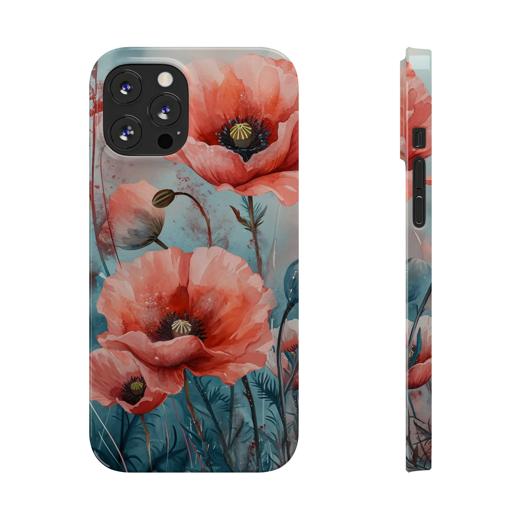 Poppy Flowers Design Sleek Elegance Wireless-Charging Compatible Phone Case Slim