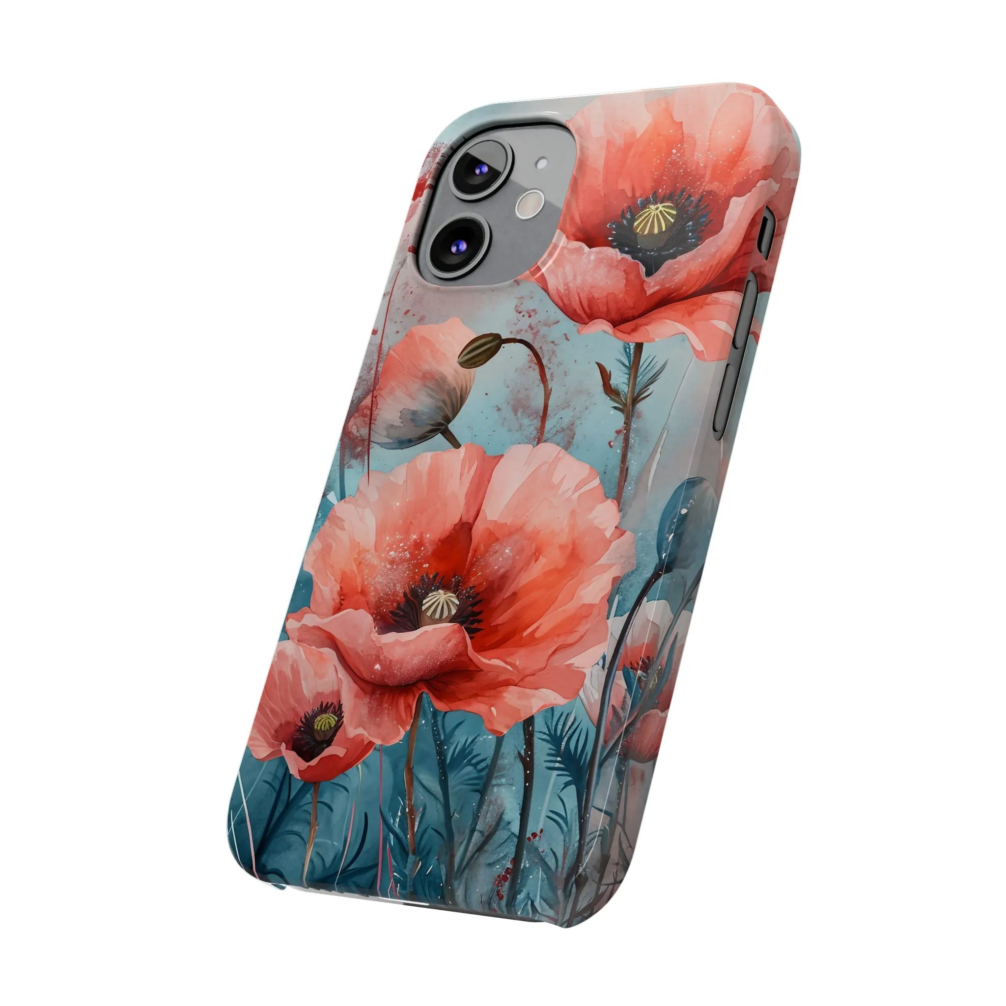 Poppy Flowers Design Sleek Elegance Wireless-Charging Compatible Phone Case Slim