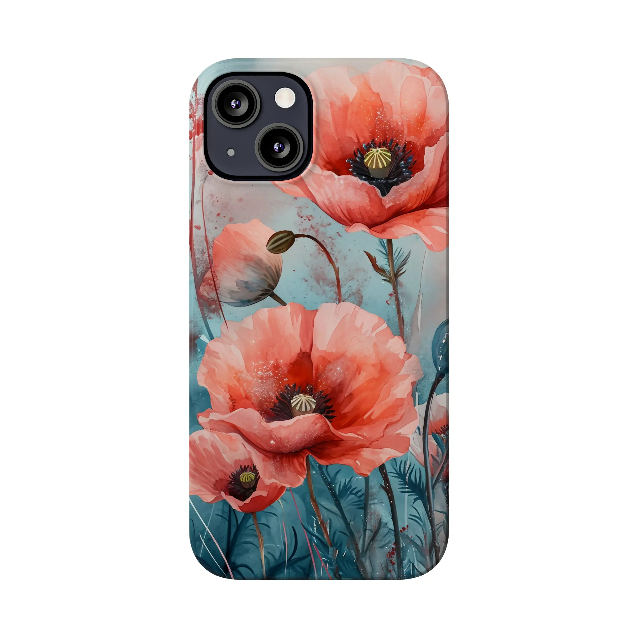 Poppy Flowers Design Sleek Elegance Wireless-Charging Compatible Phone Case Slim