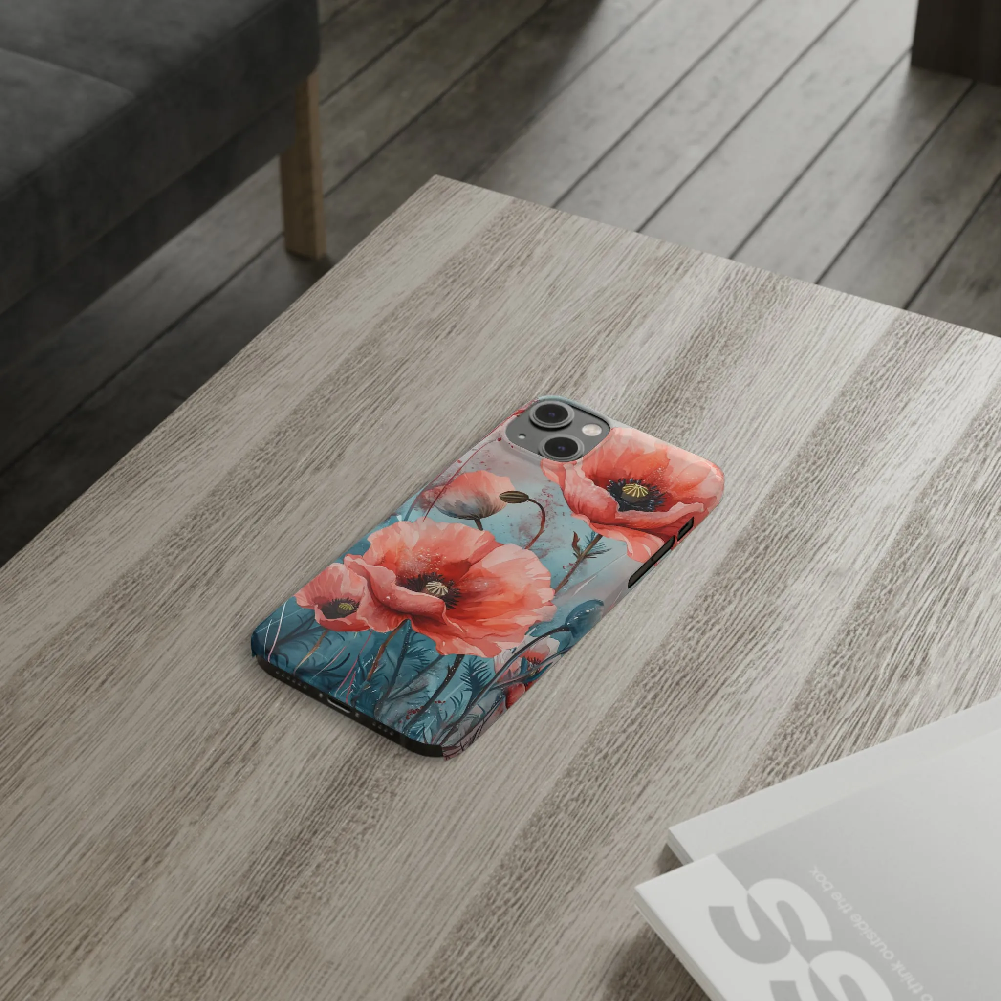 Poppy Flowers Design Sleek Elegance Wireless-Charging Compatible Phone Case Slim