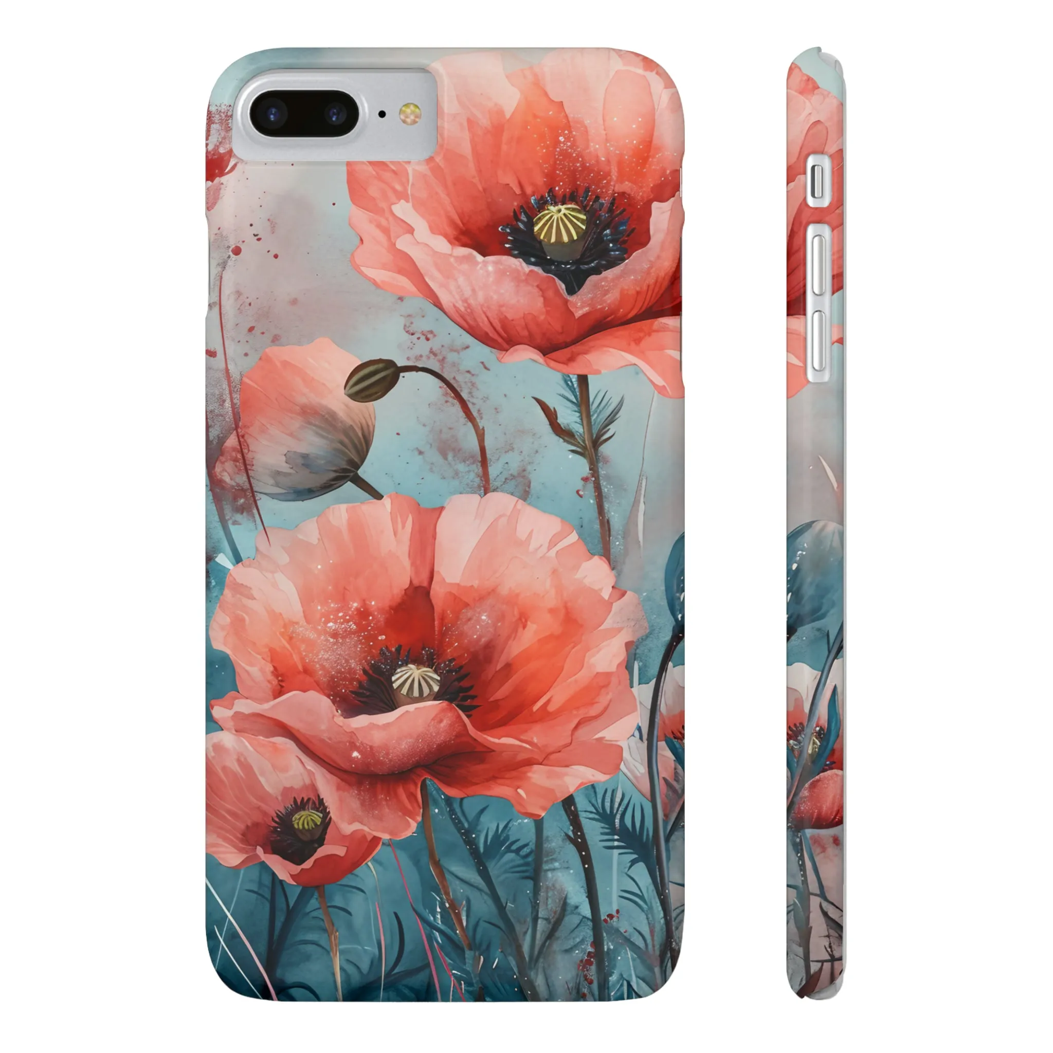 Poppy Flowers Design Sleek Elegance Wireless-Charging Compatible Phone Case Slim