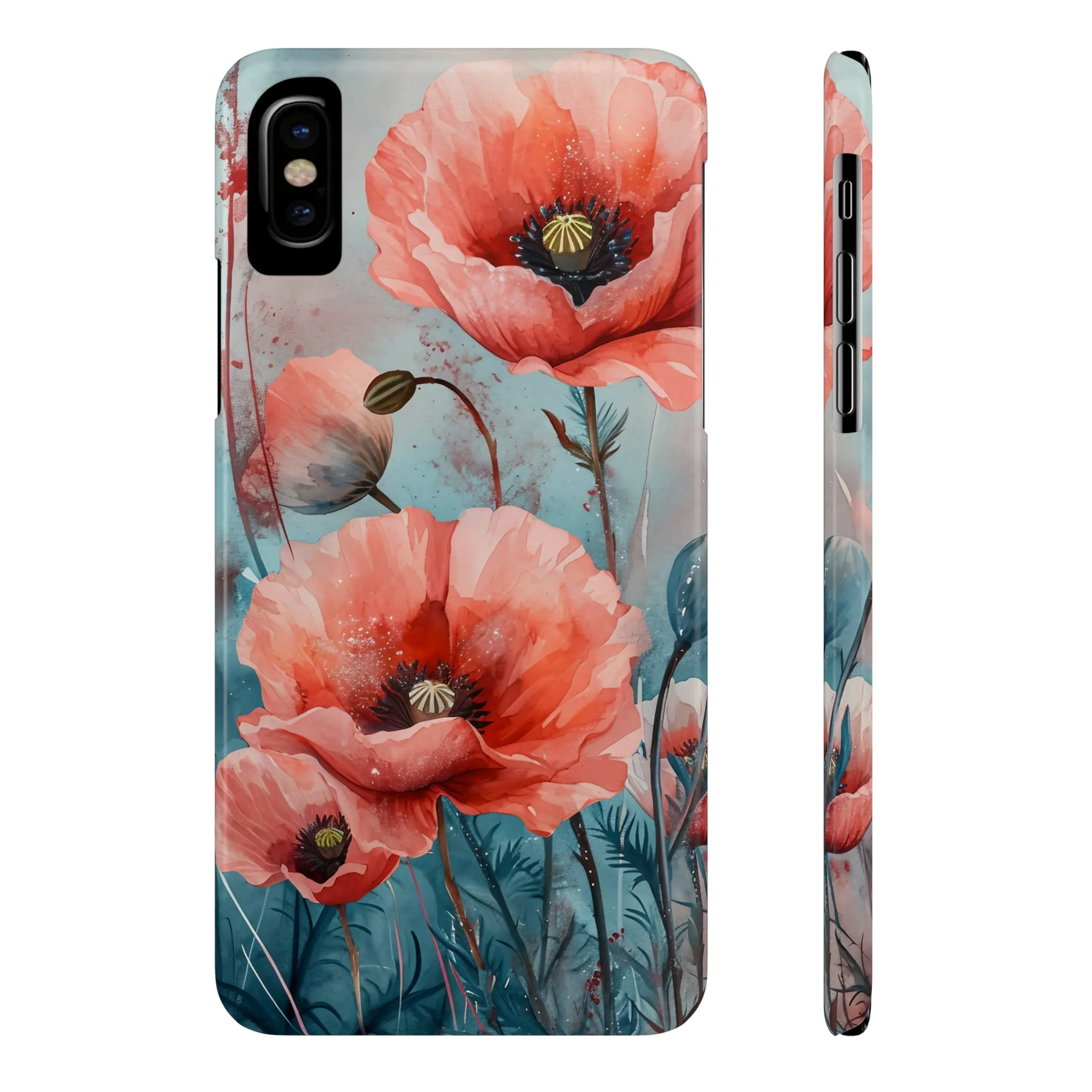 Poppy Flowers Design Sleek Elegance Wireless-Charging Compatible Phone Case Slim