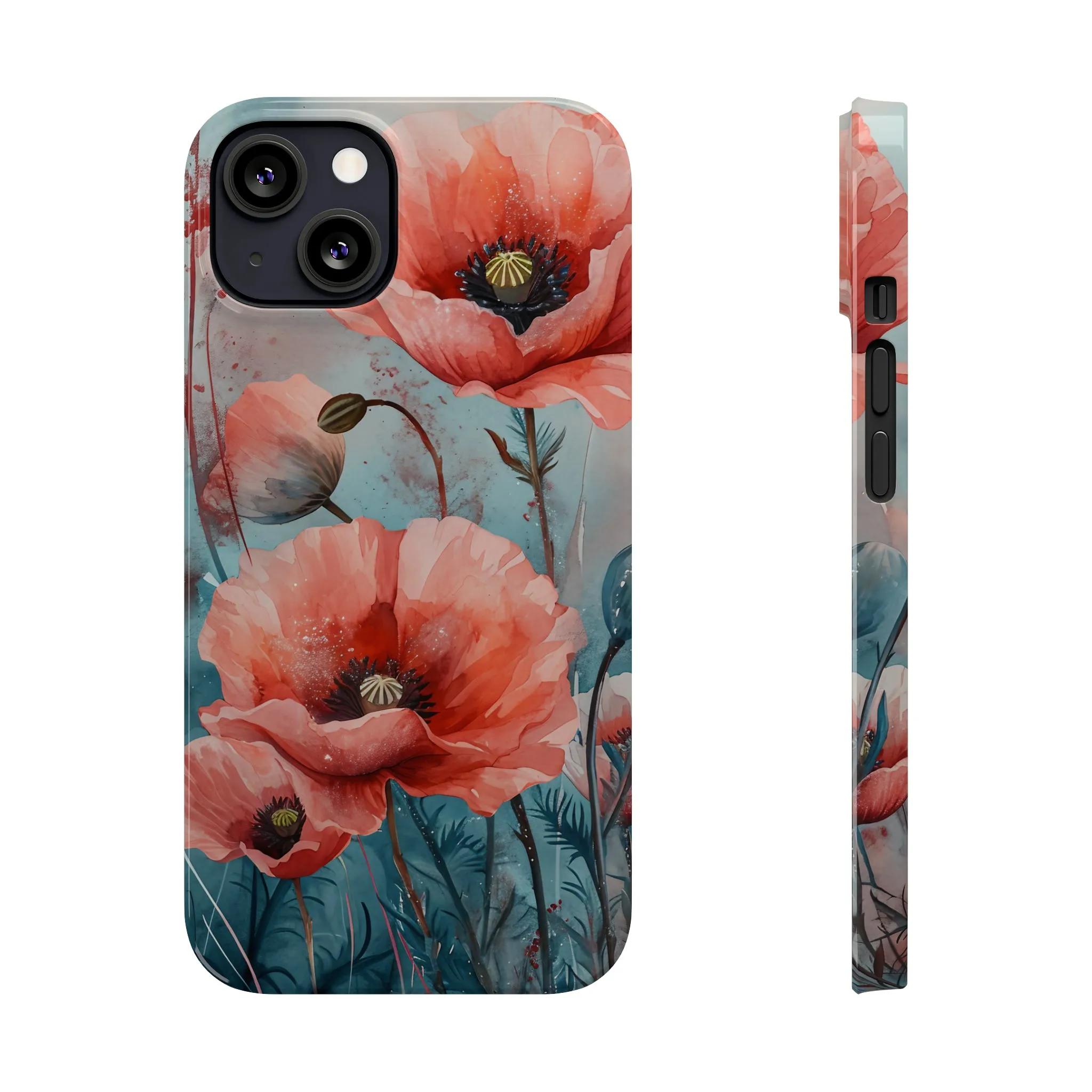 Poppy Flowers Design Sleek Elegance Wireless-Charging Compatible Phone Case Slim