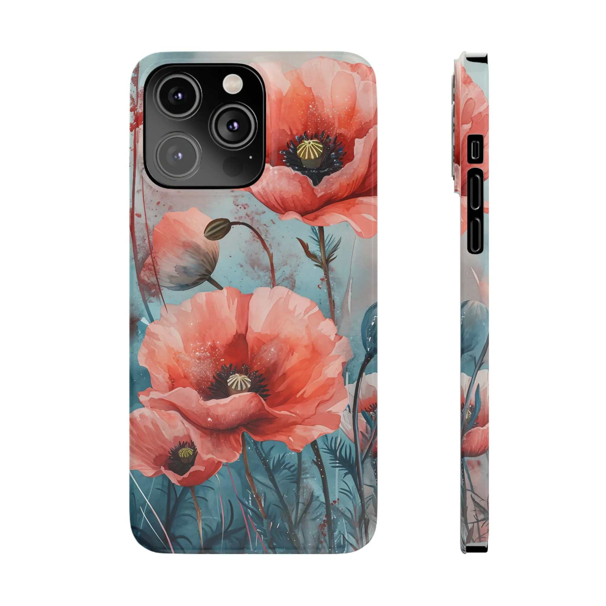 Poppy Flowers Design Sleek Elegance Wireless-Charging Compatible Phone Case Slim