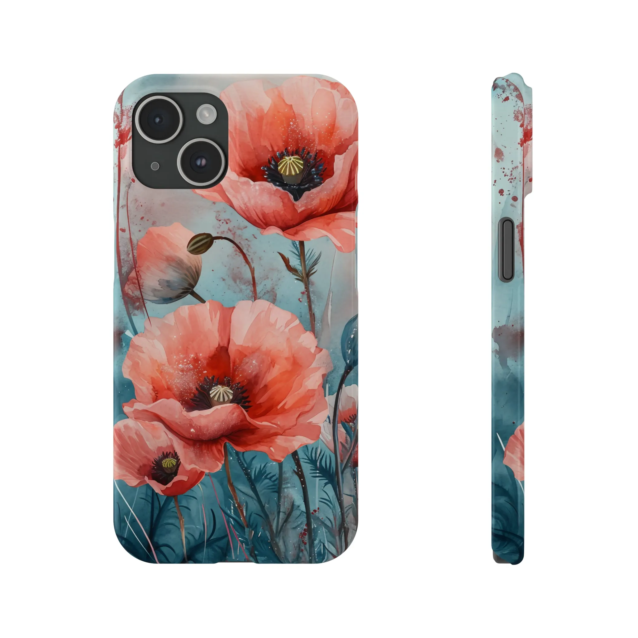 Poppy Flowers Design Sleek Elegance Wireless-Charging Compatible Phone Case Slim