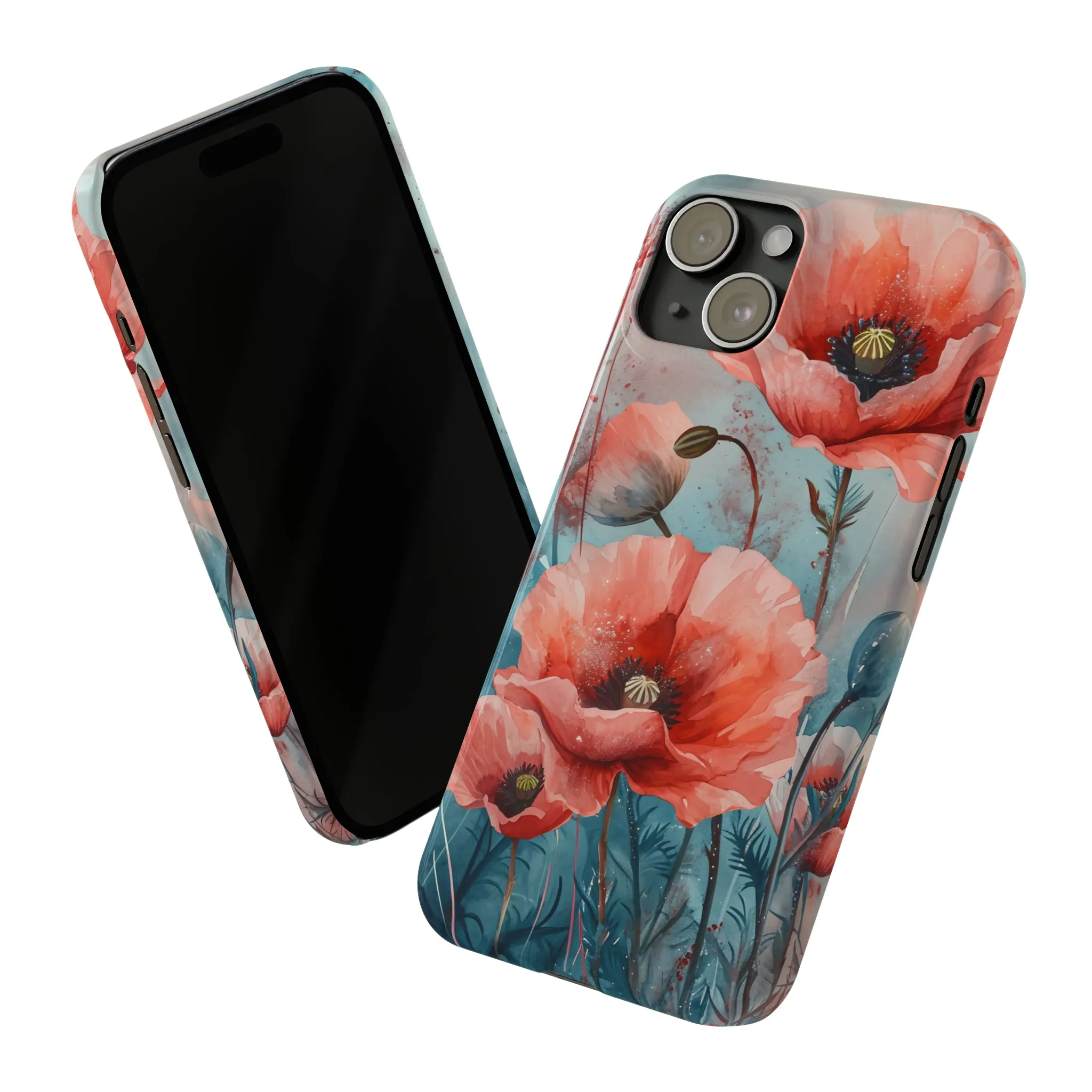 Poppy Flowers Design Sleek Elegance Wireless-Charging Compatible Phone Case Slim